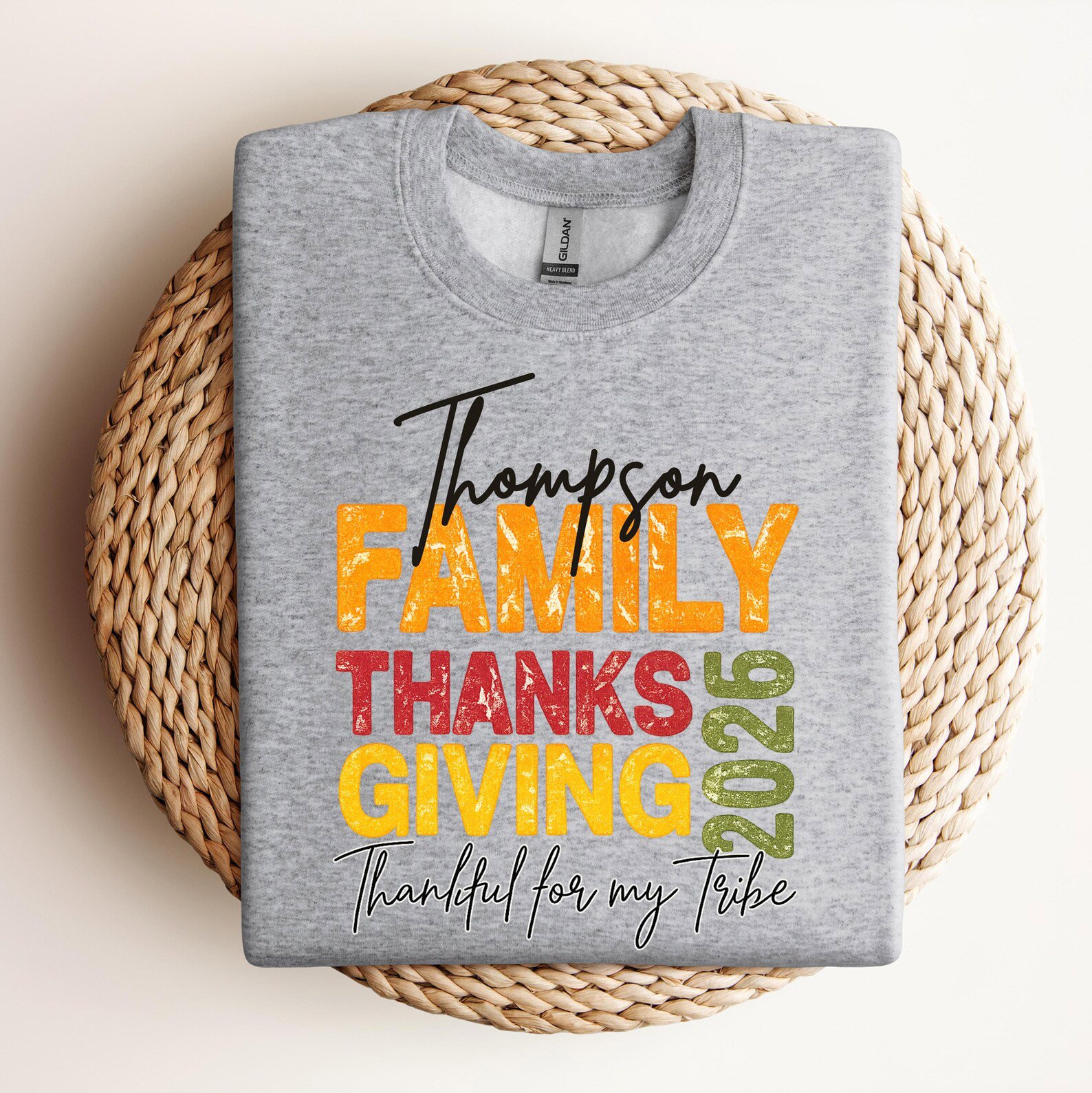 Custom Name Family Thanksgiving Shirt, Personalized Matching Thankful For My Tribe Sweatshirt 8