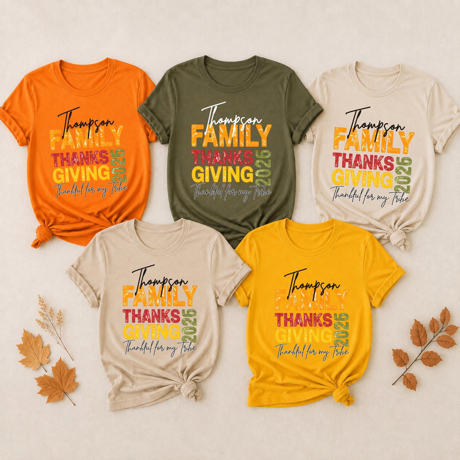 Custom Name Family Thanksgiving Shirt, Personalized Matching Thankful For My Tribe Sweatshirt 9