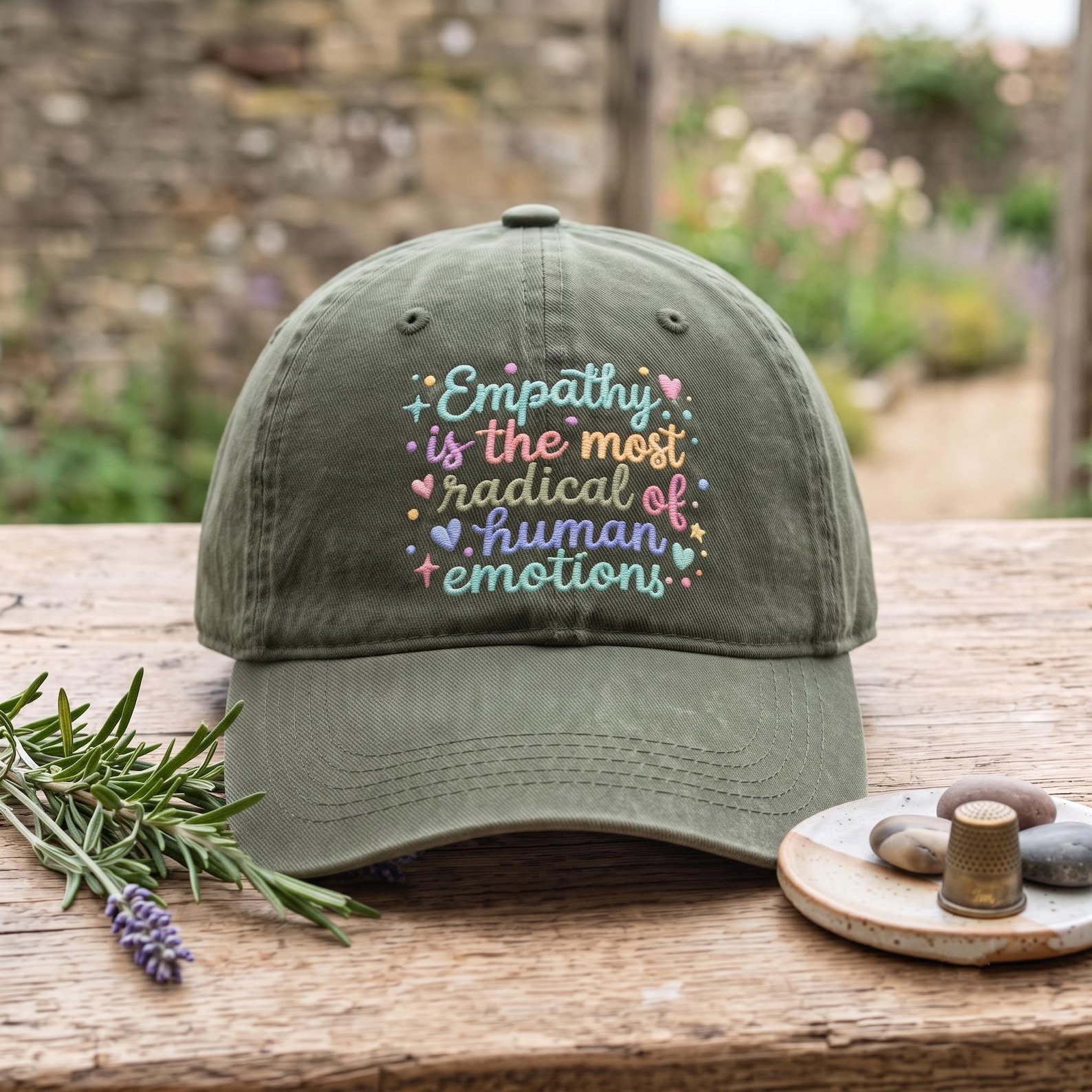 Empathy Quote Washed Hat, Kindness Inspirational Dad Hat, Radical Human Emotion Cap, Positive Mental Health Gift Idea 2