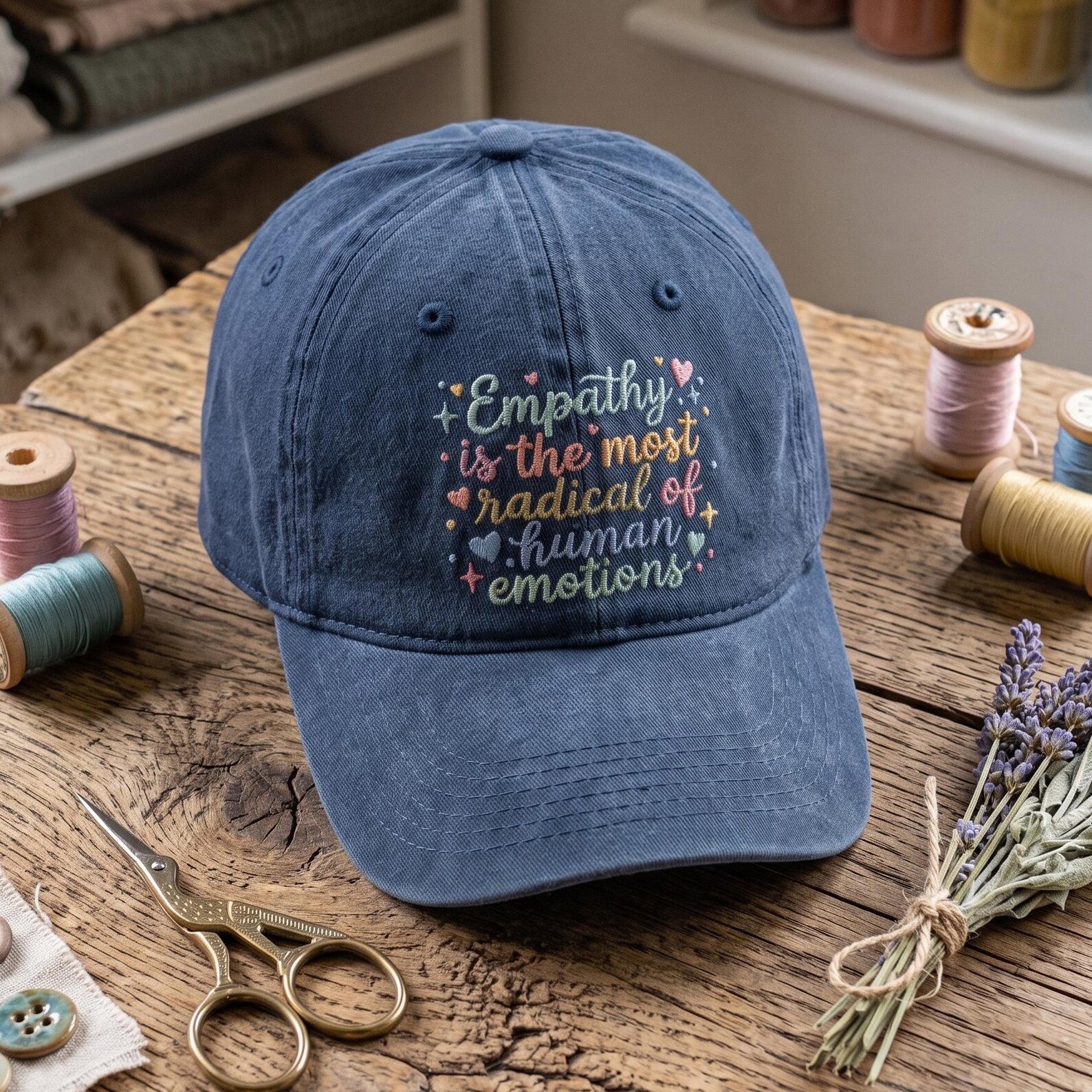 Empathy Quote Washed Hat, Kindness Inspirational Dad Hat, Radical Human Emotion Cap, Positive Mental Health Gift Idea 1