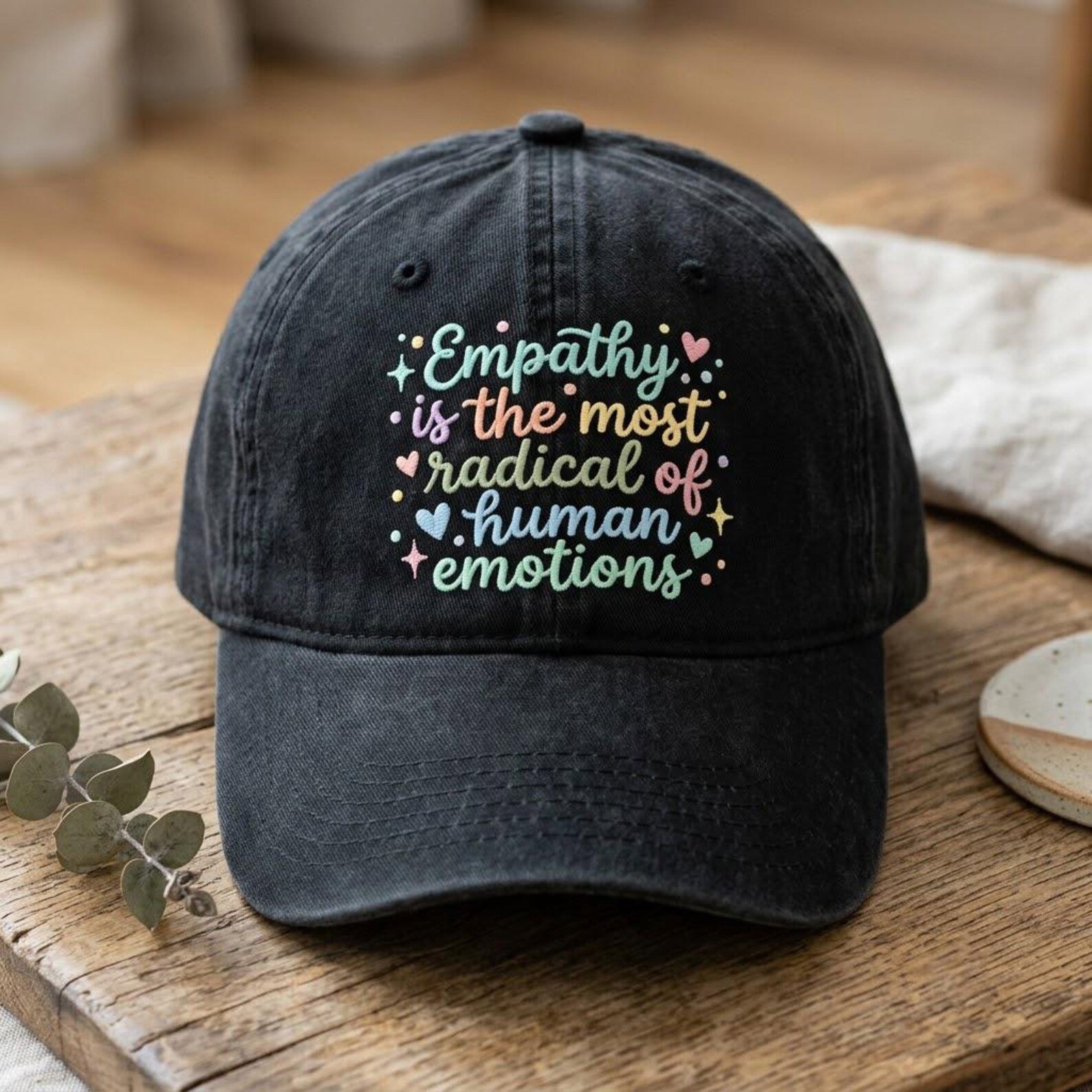 Empathy Quote Washed Hat, Kindness Inspirational Dad Hat, Radical Human Emotion Cap, Positive Mental Health Gift Idea 3