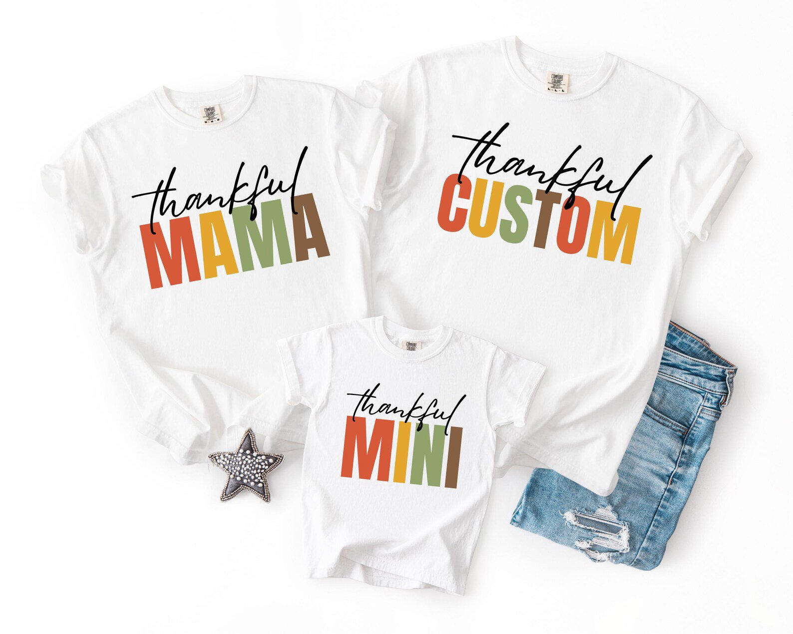 Thankful Mama Mini Gigi Custom Shirt, Personalized Family Thanksgiving Matching Sweatshirt 1