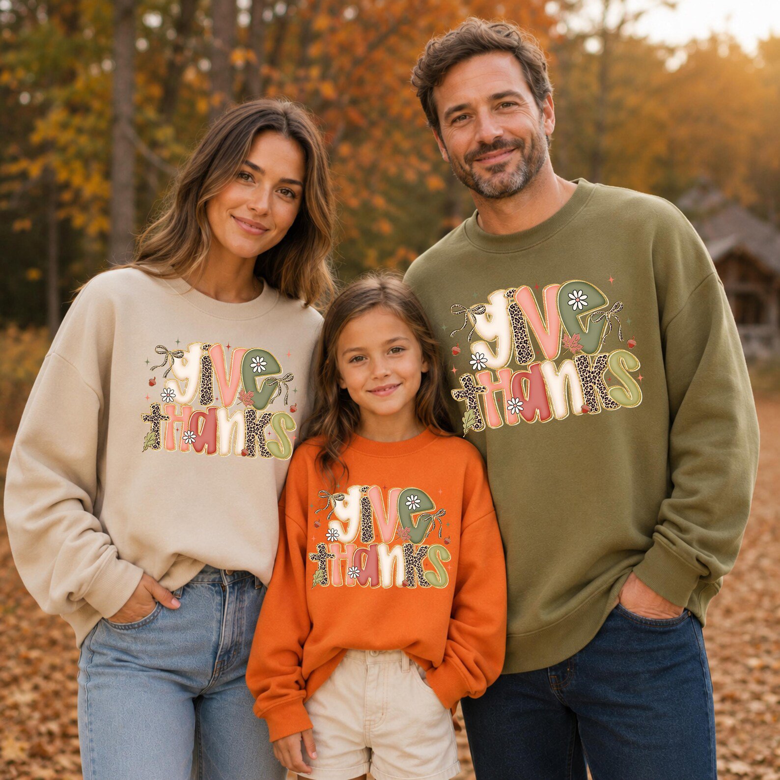 Give Thanks Shirt, Retro Leopard Thanksgiving Family Matching Tee 5