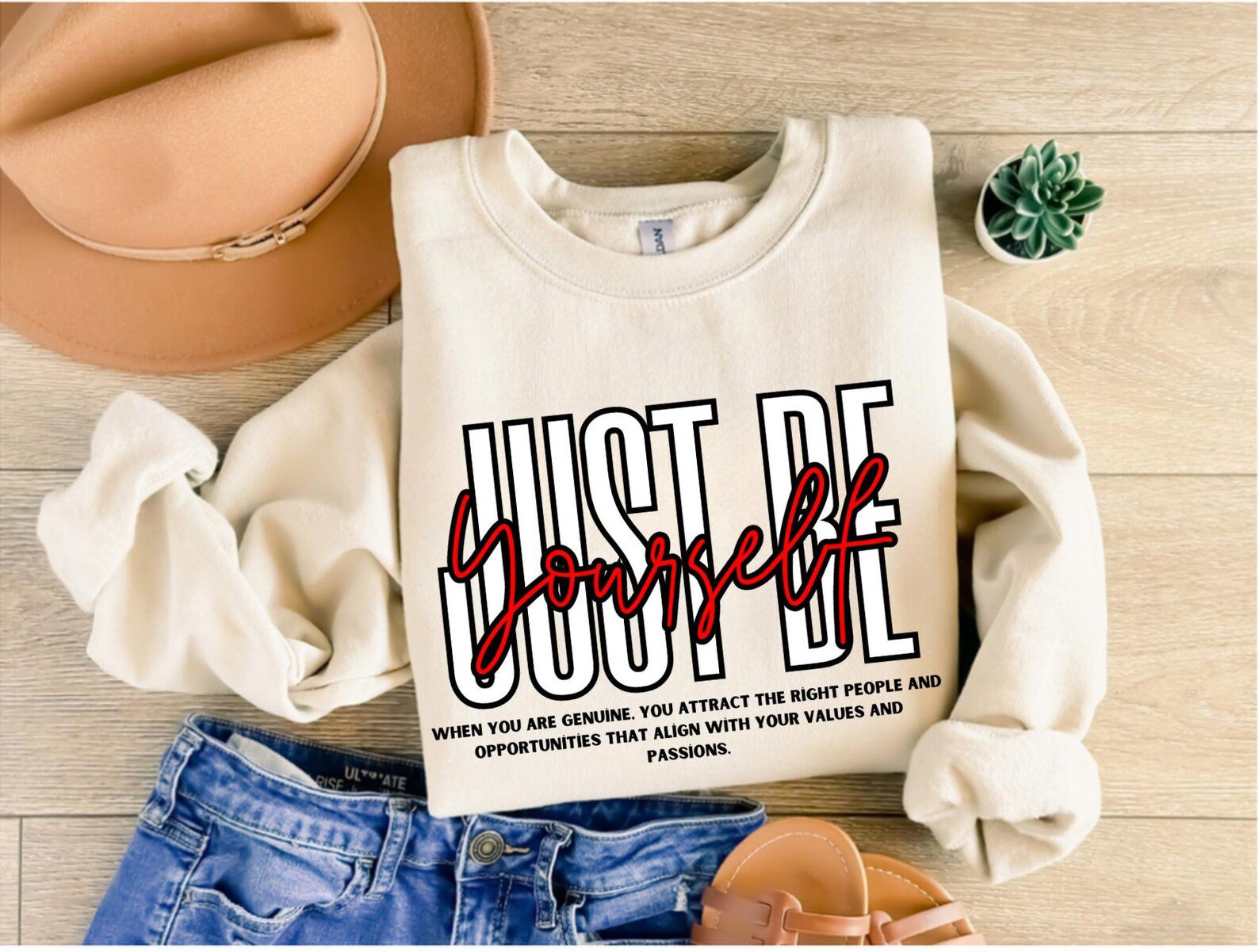 Just Be Yourself Sweatshirt, Inspirational Quote Crewneck, Motivational Shirt, Mental Health, Self Love Sweater, Positive Message Gift 5