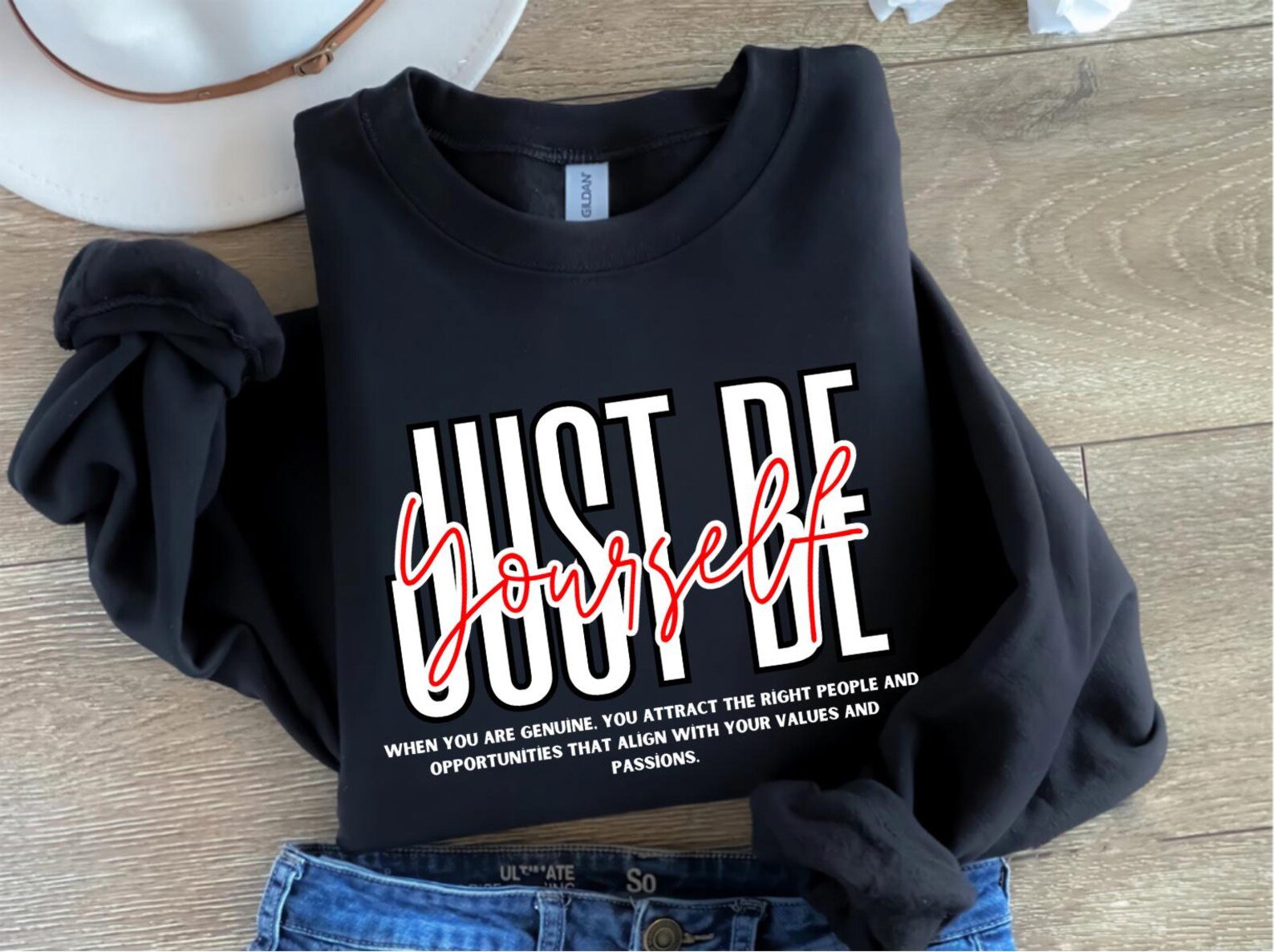 Just Be Yourself Sweatshirt, Inspirational Quote Crewneck, Motivational Shirt, Mental Health, Self Love Sweater, Positive Message Gift 13