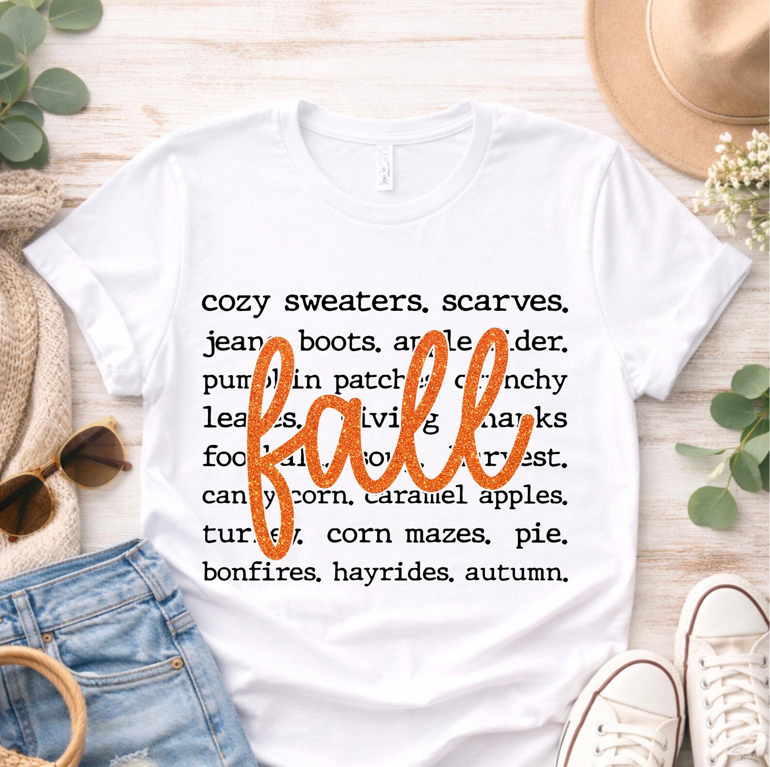 Fall Favorites Sweatshirt, Cozy Autumn Word List Shirt 3