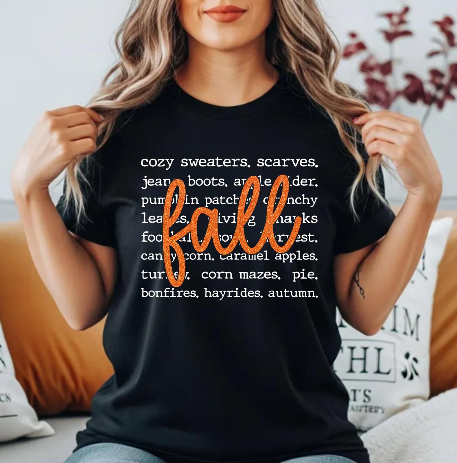 Fall Favorites Sweatshirt, Cozy Autumn Word List Shirt 5