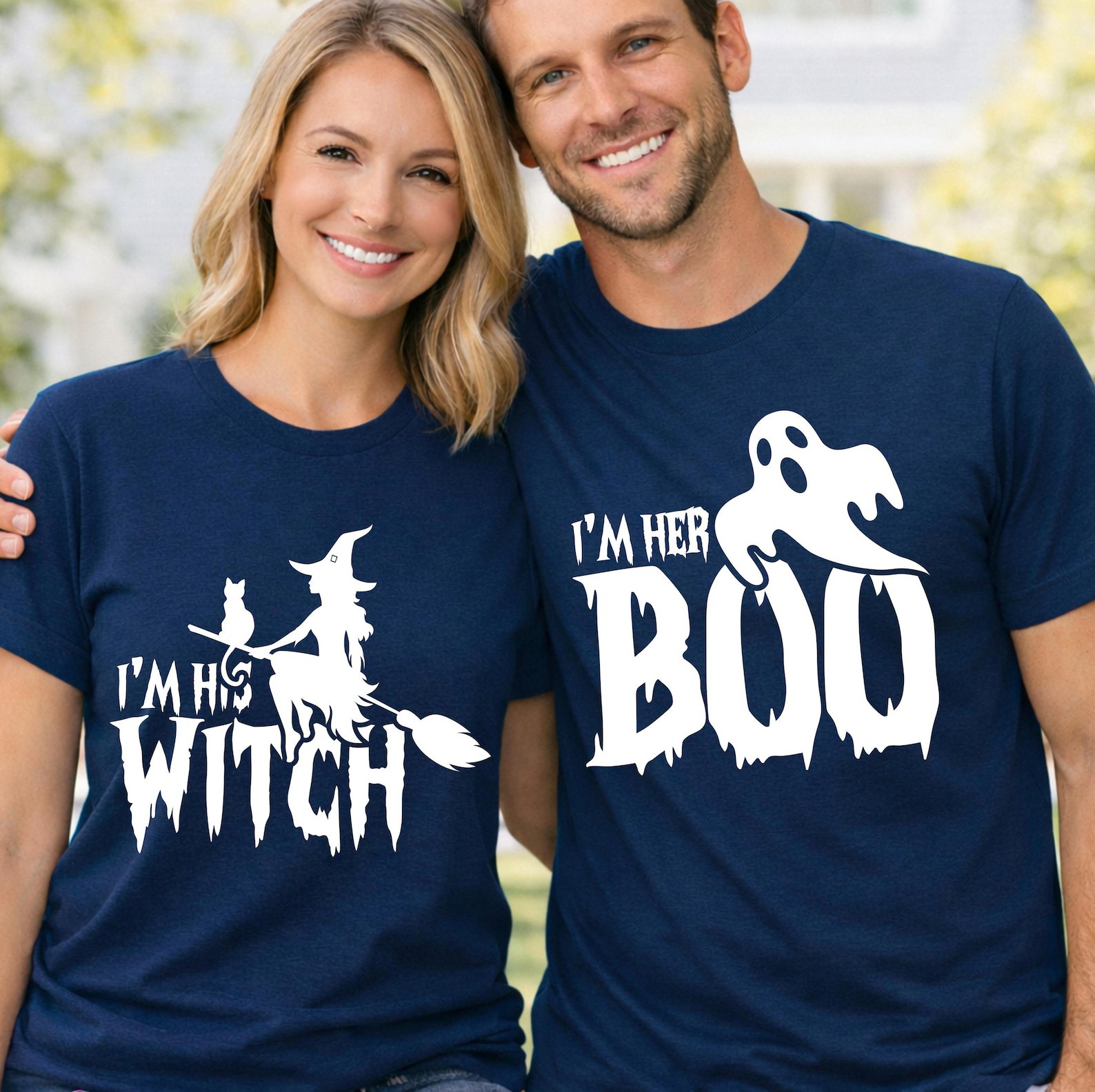 His Witch Her Boo Couples Halloween Shirt, Matching Couple Tee 4