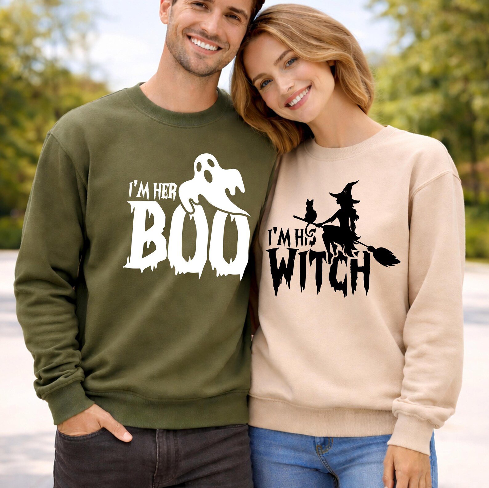 His Witch Her Boo Couples Halloween Shirt, Matching Couple Tee 5