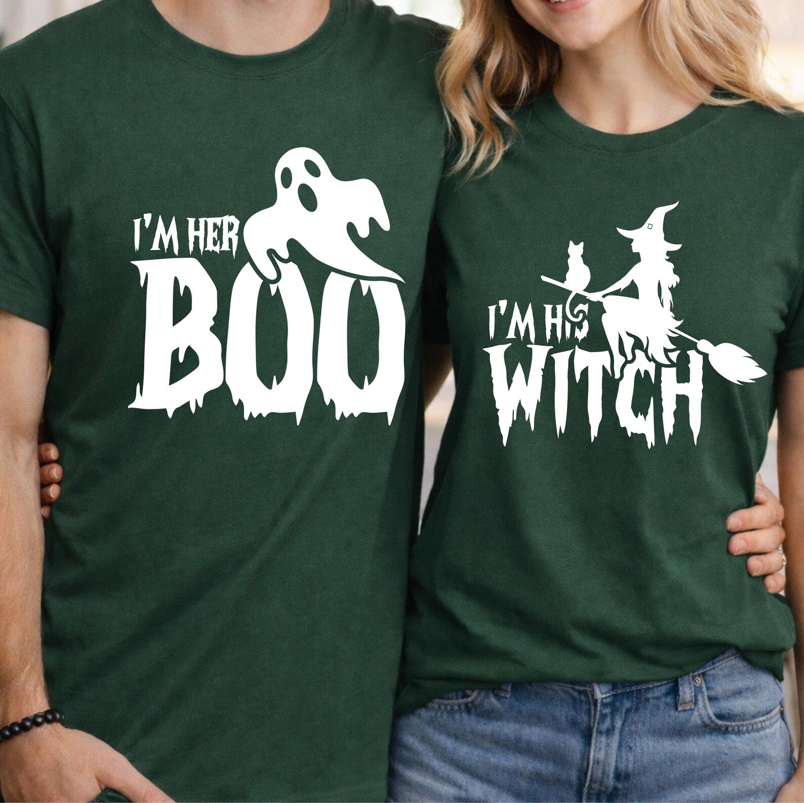 His Witch Her Boo Couples Halloween Shirt, Matching Couple Tee 6
