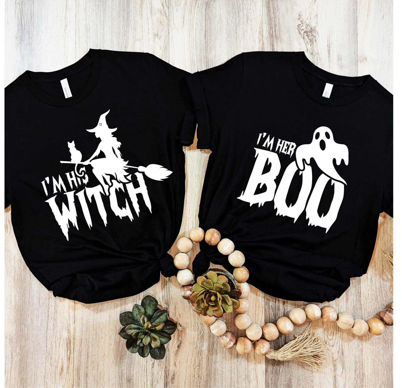 His Witch Her Boo Couples Halloween Shirt, Matching Couple Tee 7