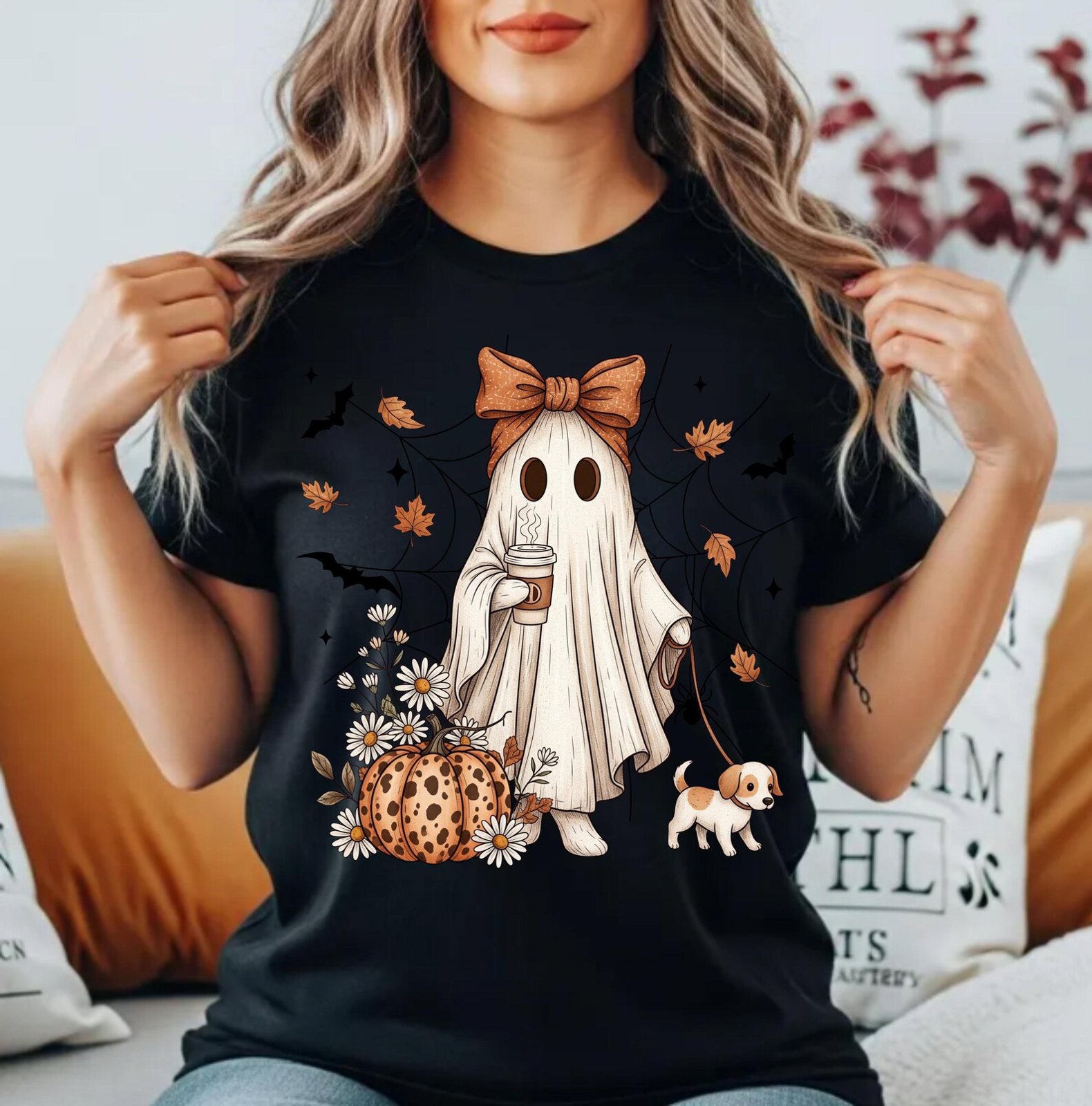Halloween Dog Mom Shirt , Spooky Ghost Tee, Puppy Lover Fall Sweatshirt 6
