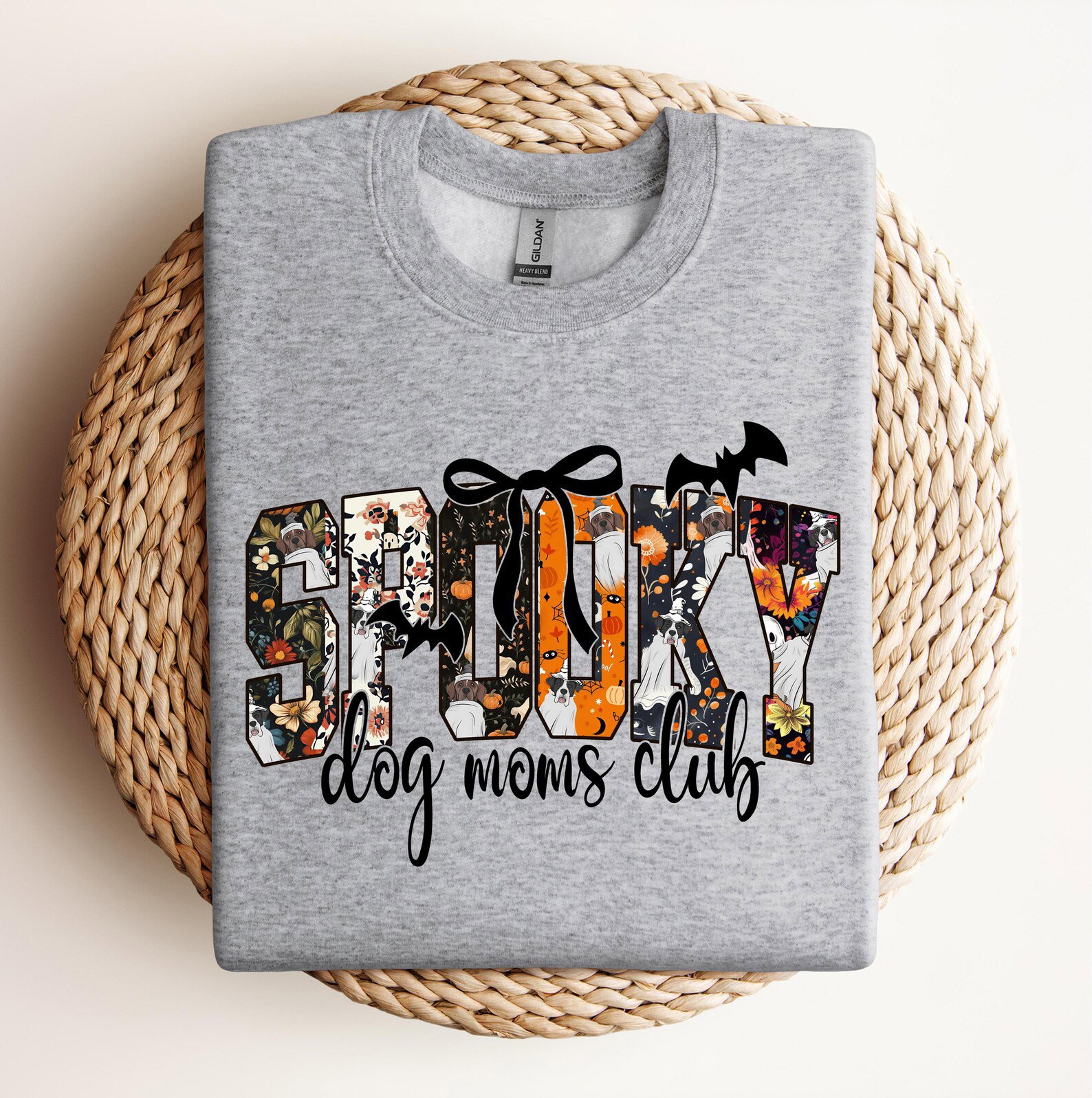 Spooky Dog Moms Club Halloween Sweatshirt, Puppy Lovers Patchwork Shirt 5