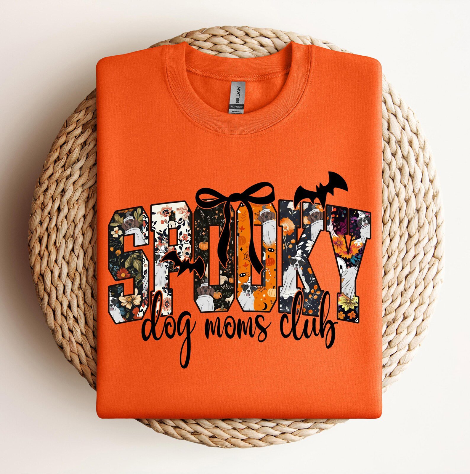 Spooky Dog Moms Club Halloween Sweatshirt, Puppy Lovers Patchwork Shirt 6