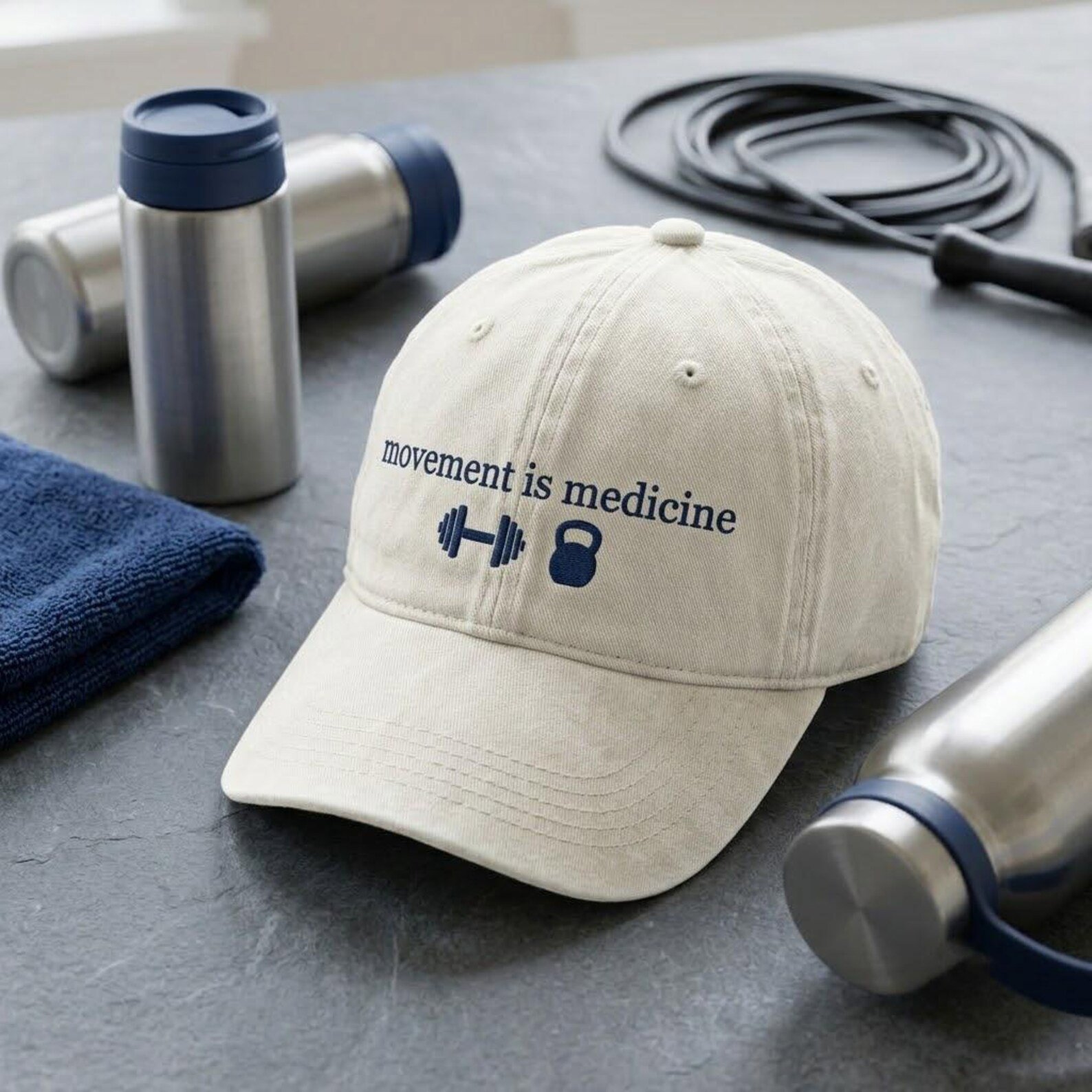 Movement Is Medicine Embroidered Hat, Gym Baseball Cap, Fitness Motivation Dad Hat, Weight Training Gift, Active Lifestyle Cap 4