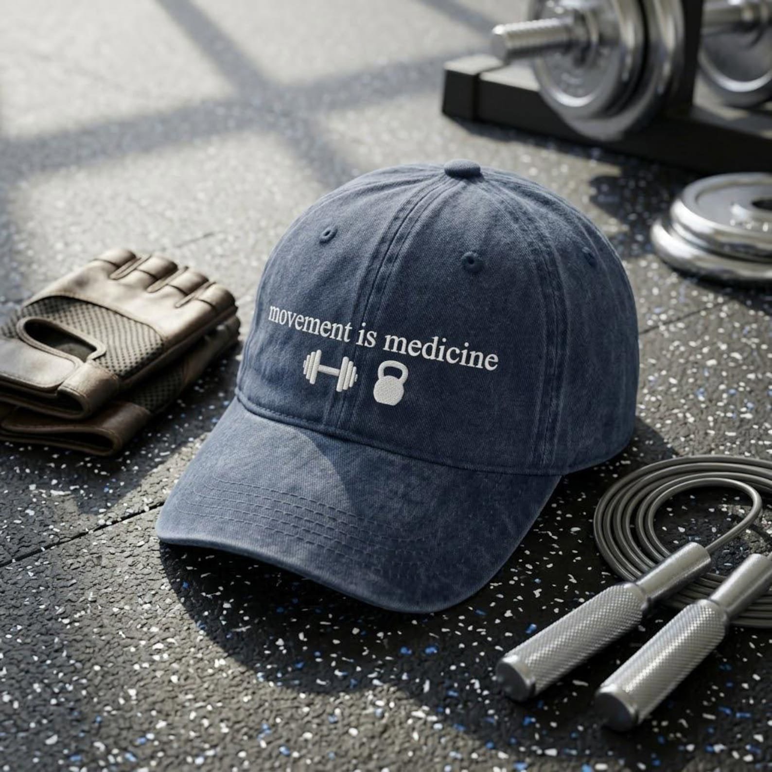 Movement Is Medicine Embroidered Hat, Gym Baseball Cap, Fitness Motivation Dad Hat, Weight Training Gift, Active Lifestyle Cap 5