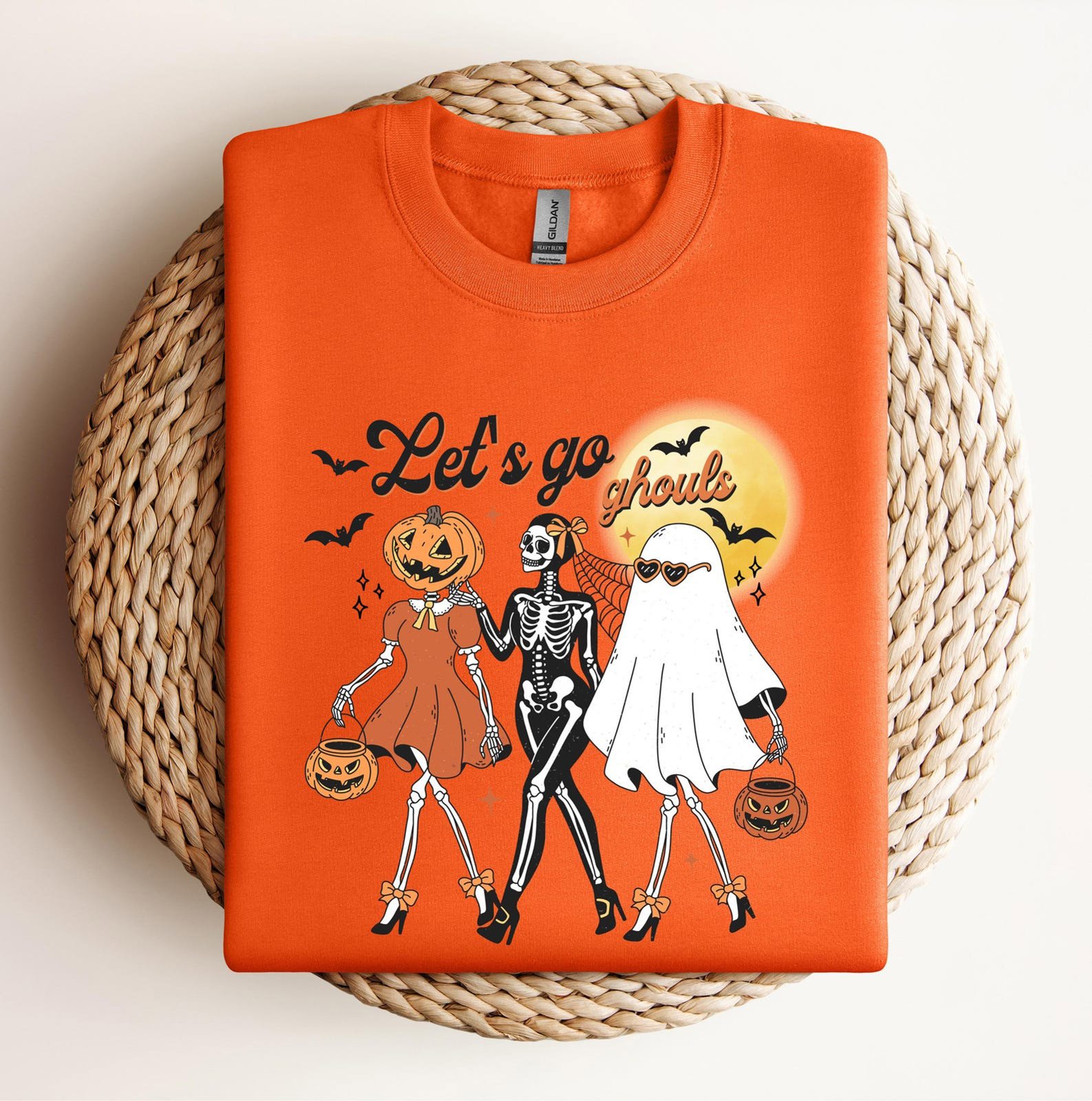 Let's Go Ghouls Halloween Sweatshirt, Retro Girls Night Out Skeleton Squad Shirt 6