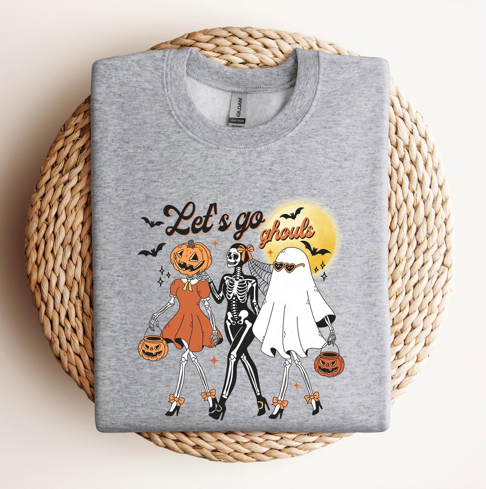 Let's Go Ghouls Halloween Sweatshirt, Retro Girls Night Out Skeleton Squad Shirt 5