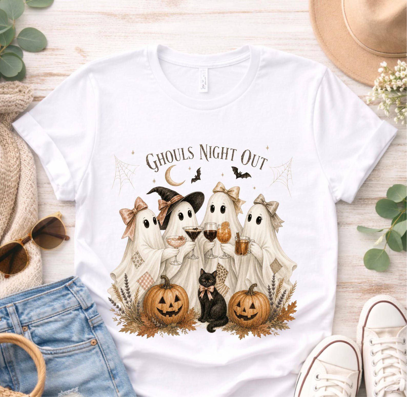 Ghouls Night Out Sweatshirt, Boho Halloween Ghost Girls Night Shirt 1