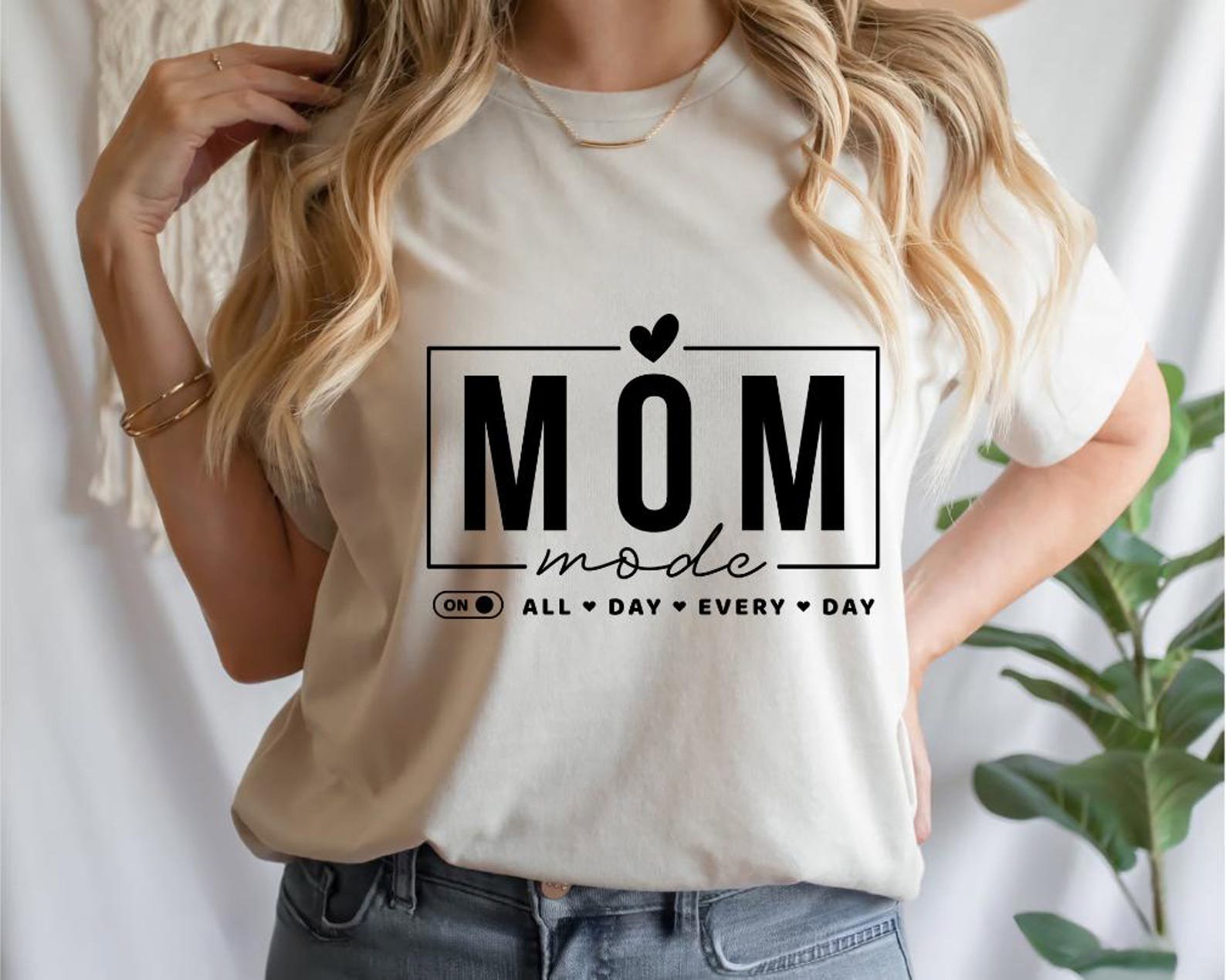 Mom Mode On Shirt with Kid’s Names on Sleeve, Mother’s Day Gift, Custom Valentines Mama Gift, Personalized Just Because Gift for Mother 6