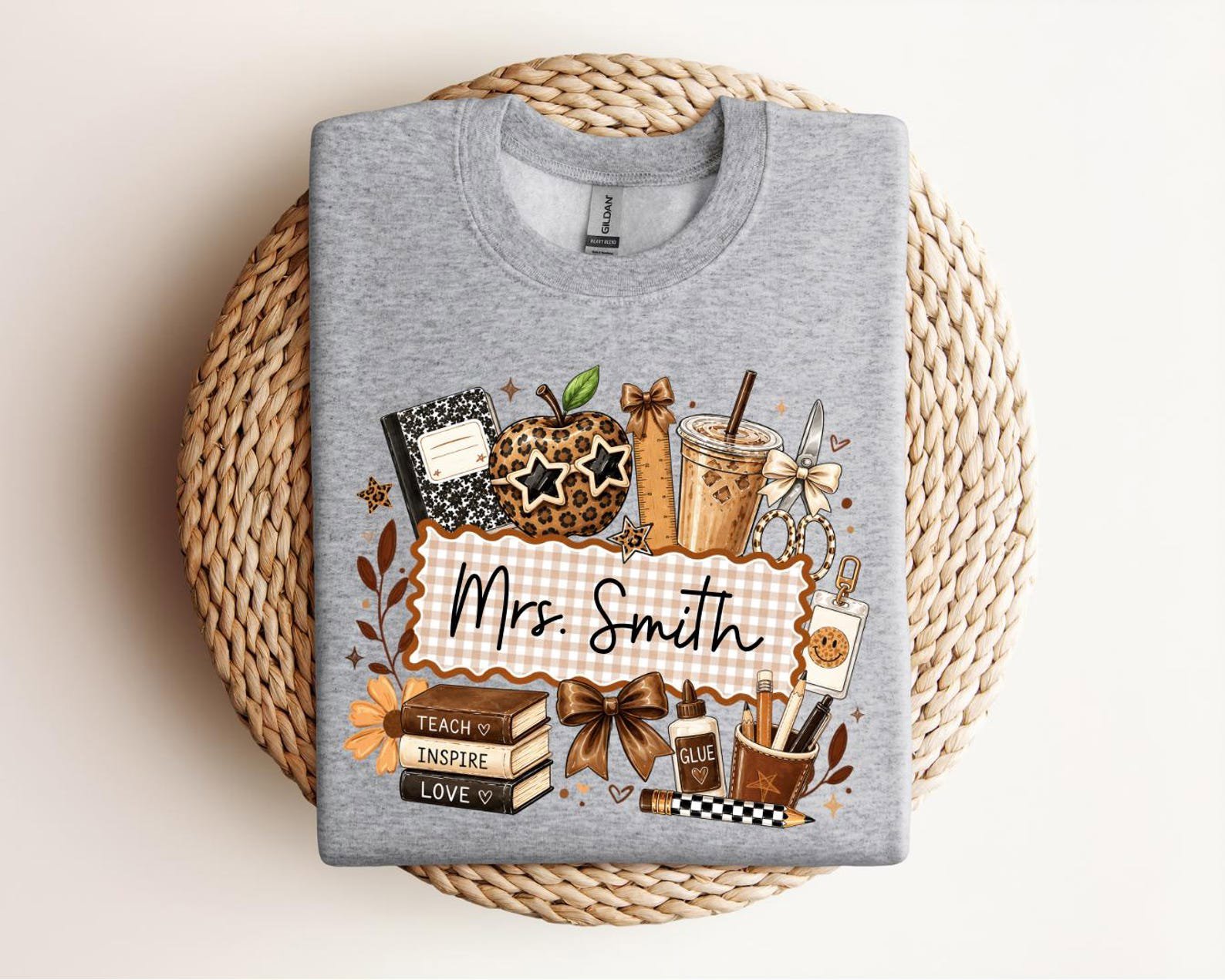 Custom Name Teacher Back to School Shirts, Personalized Cute Leopard Print School Apparel 4