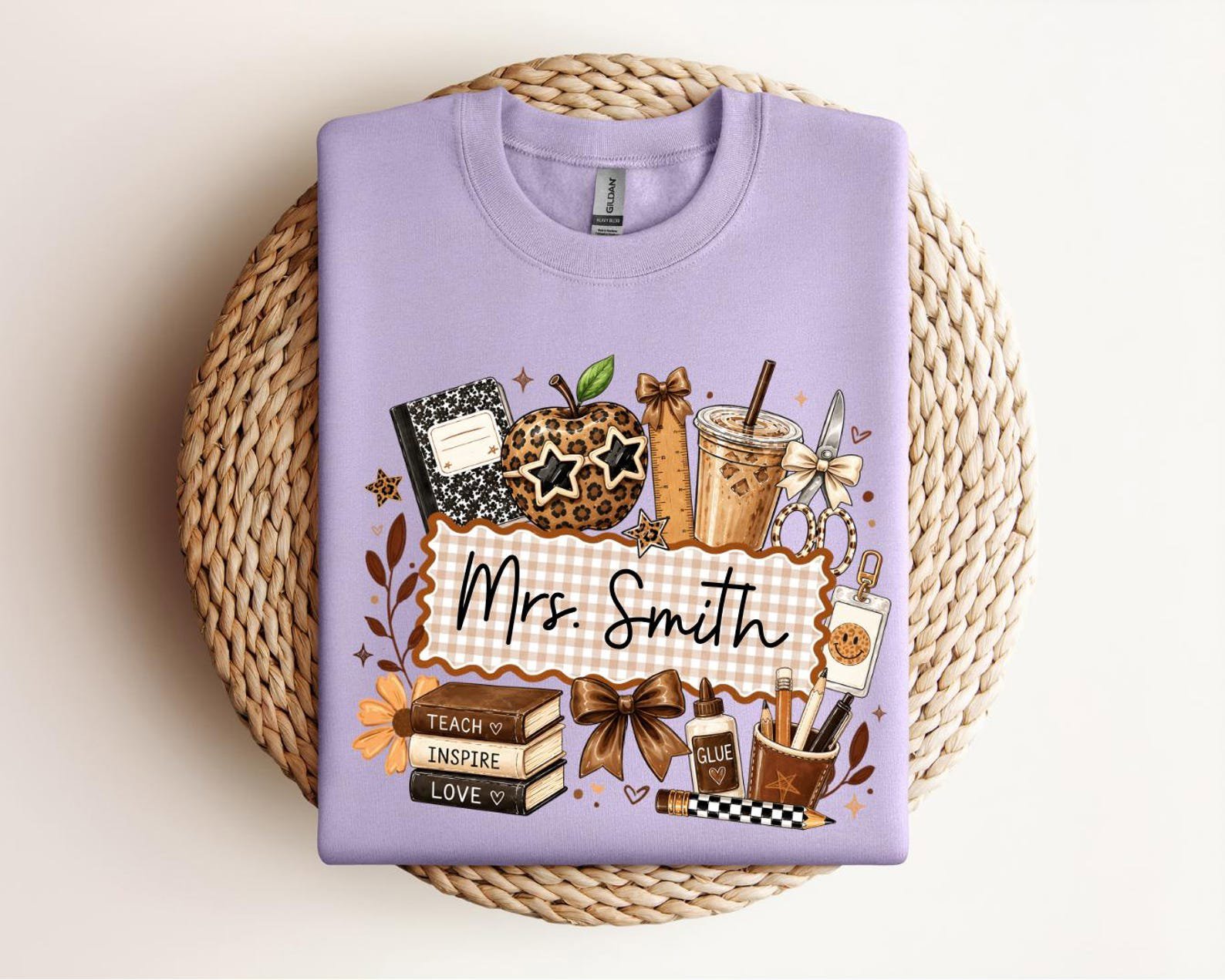 Custom Name Teacher Back to School Shirts, Personalized Cute Leopard Print School Apparel 7