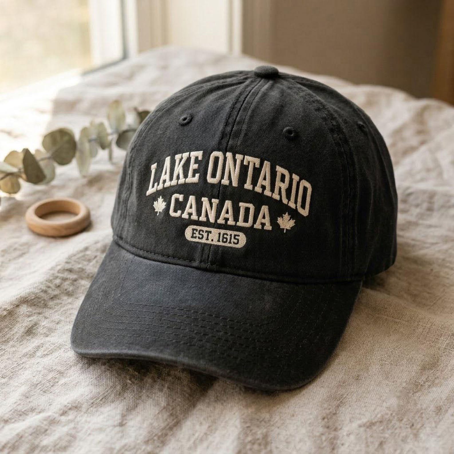 Lake Ontario Embroidered Washed Hat, Canada Great Lakes Dad Cap, Vintage Ontario Souvenir Hat, Canadian Lake Vacation Gift 2