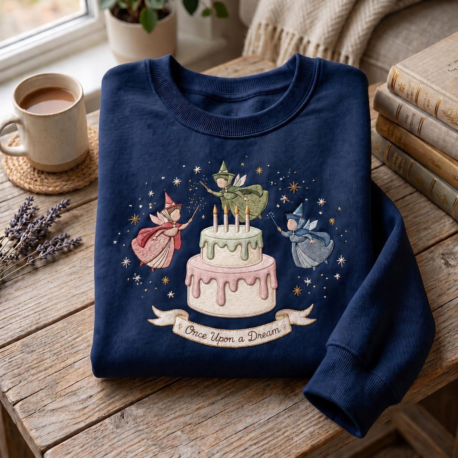 Sleeping Beauty Fauna Bakery Embroidered Sweatshirt, Baked With Love And Magic Shirt, Aurora Princess Gift Tee, Fairy Tale Embroidery Shirt 1