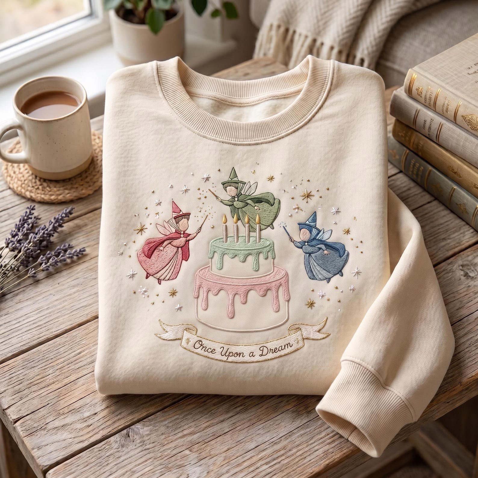 Sleeping Beauty Fauna Bakery Embroidered Sweatshirt, Baked With Love And Magic Shirt, Aurora Princess Gift Tee, Fairy Tale Embroidery Shirt 2