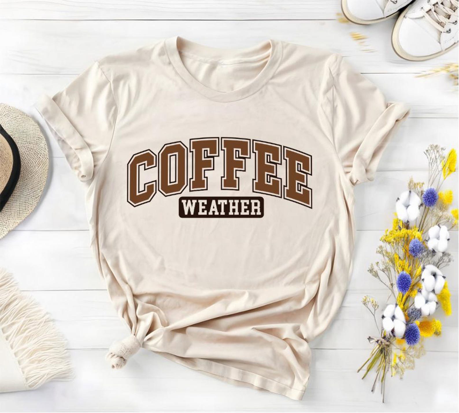 Coffee Weather Shirt, Cozy Coffee Lover T-Shirt, Funny Autumn Fall Graphic Tee, Caffeine Addict Shirt Gift for Men and Women 1