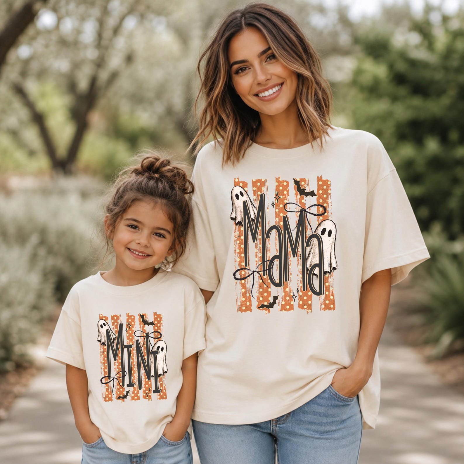 Matching Family Halloween Ghost Shirt, Mama Mini Gigi Nana Tee 1