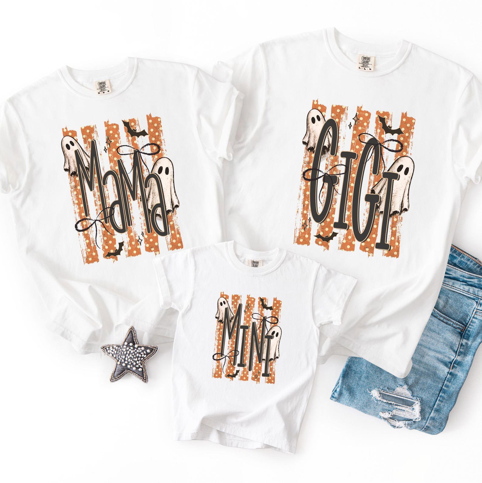 Matching Family Halloween Ghost Shirt, Mama Mini Gigi Nana Tee 4