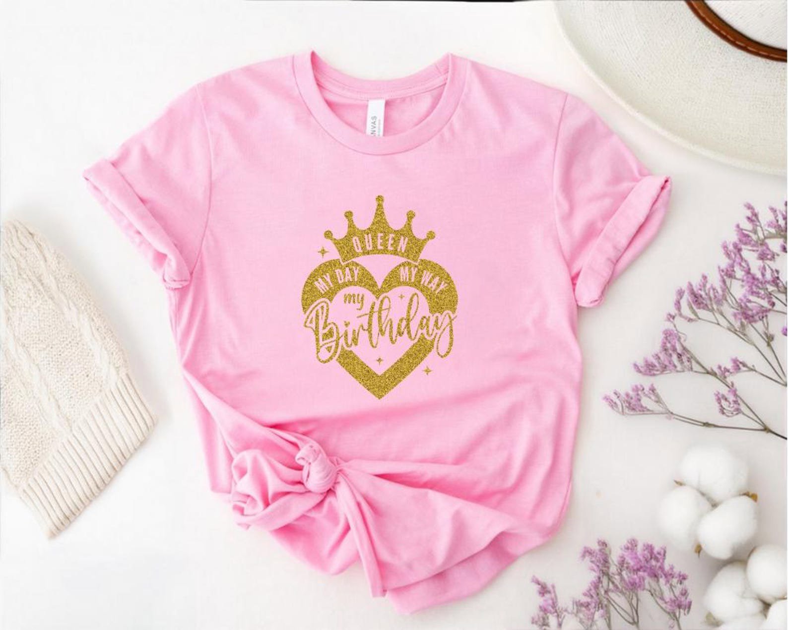 Birthday Queen Shirt: Glitter Gold Crown Tee, Women's Birthday Outfit 1