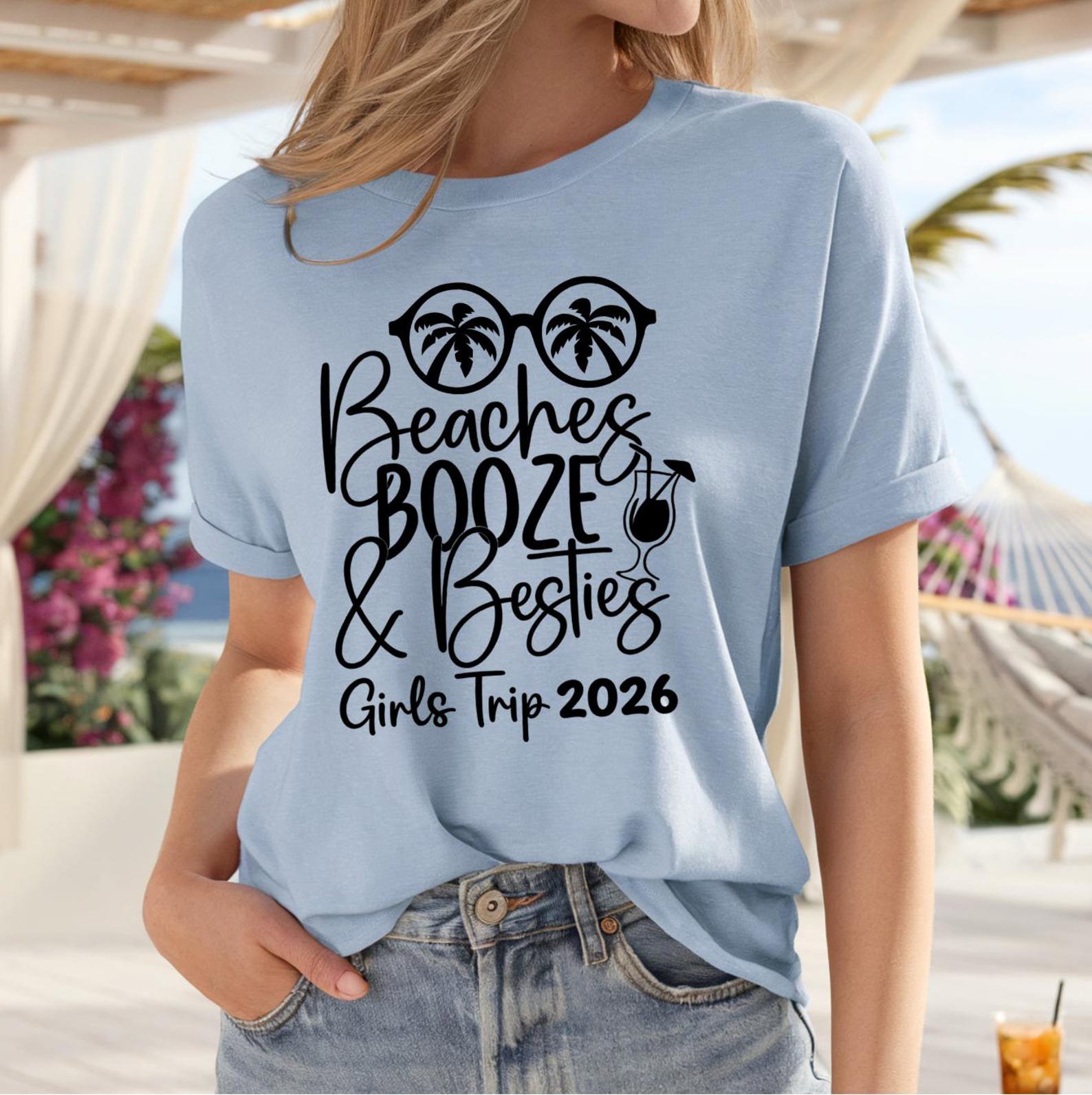 Beaches Booze Besties Shirt, Girls Trip 2026 Shirt, Matching Beach Vacation Shirts, Best Friend Trip Tee, Tropical Getaway 6