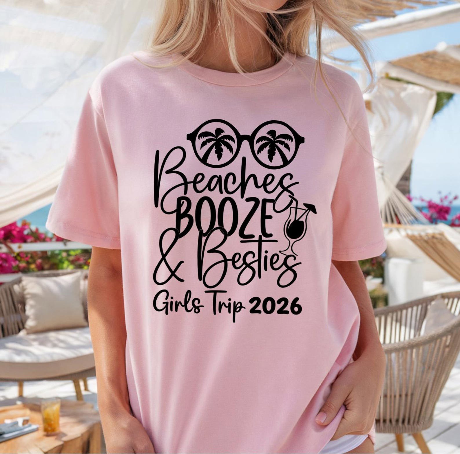 Beaches Booze Besties Shirt, Girls Trip 2026 Shirt, Matching Beach Vacation Shirts, Best Friend Trip Tee, Tropical Getaway 7