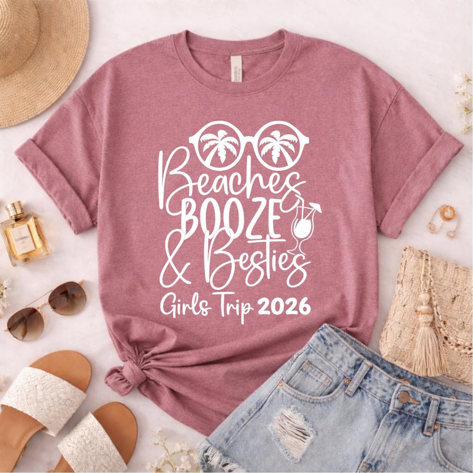 Beaches Booze Besties Shirt, Girls Trip 2026 Shirt, Matching Beach Vacation Shirts, Best Friend Trip Tee, Tropical Getaway 9
