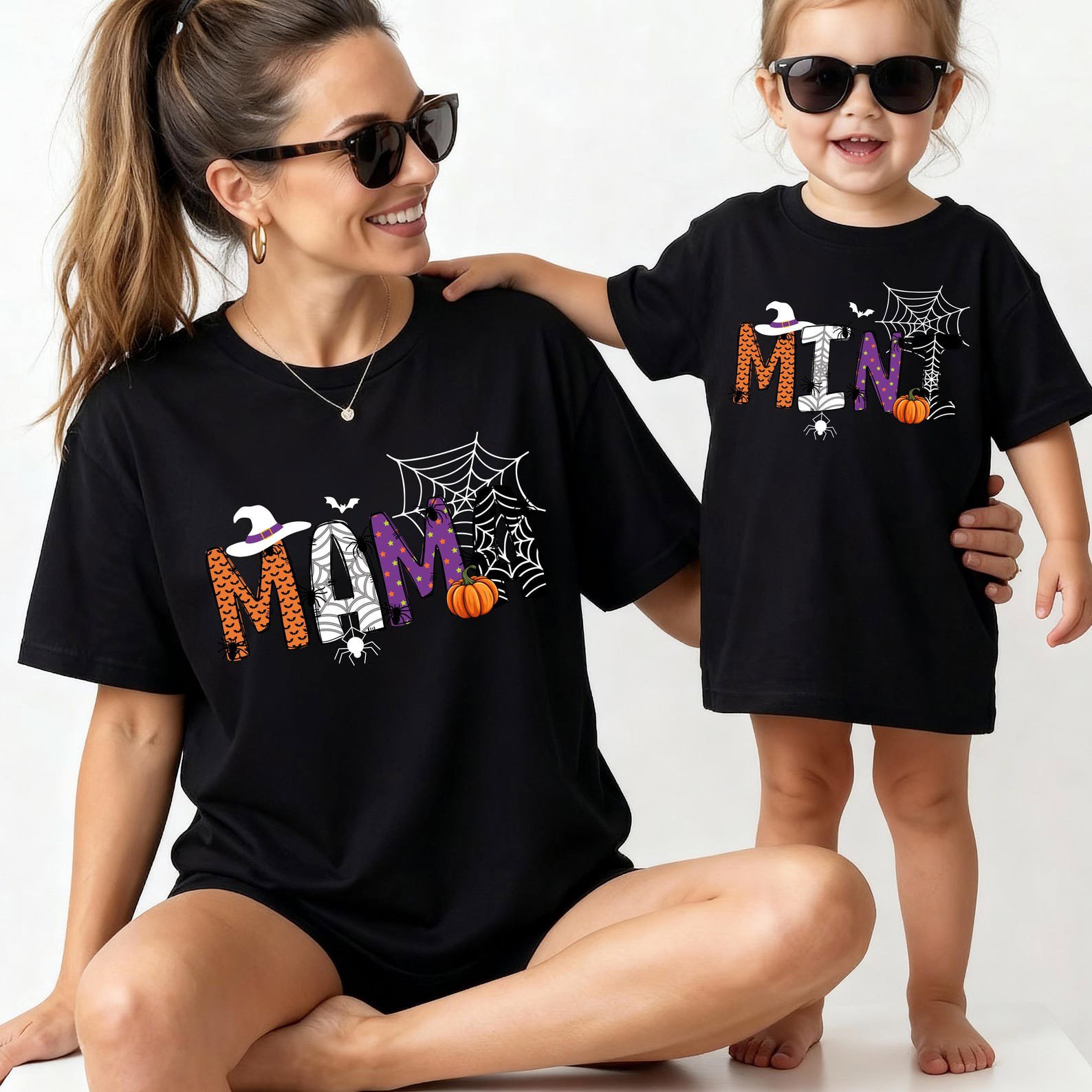 Personalized Halloween Family Shirt, Custom Name Witch Hat Pumpkin Sweatshirt, Matching Group Outfit 7