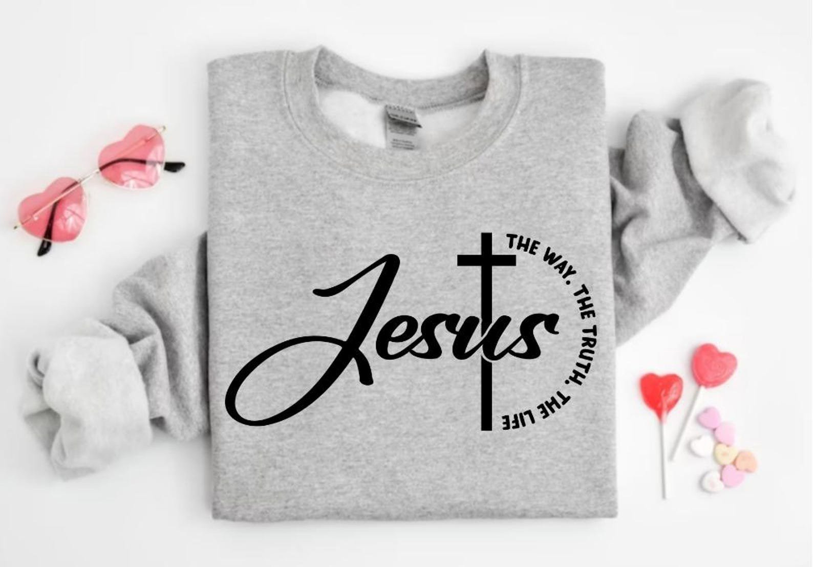 Jesus The Way The Truth The Life Sweatshirt, Christian Sweatshirt, Faith Sweatshirt, Jesus Sweatshirt, Religious Shirt, Christ theme gift 4