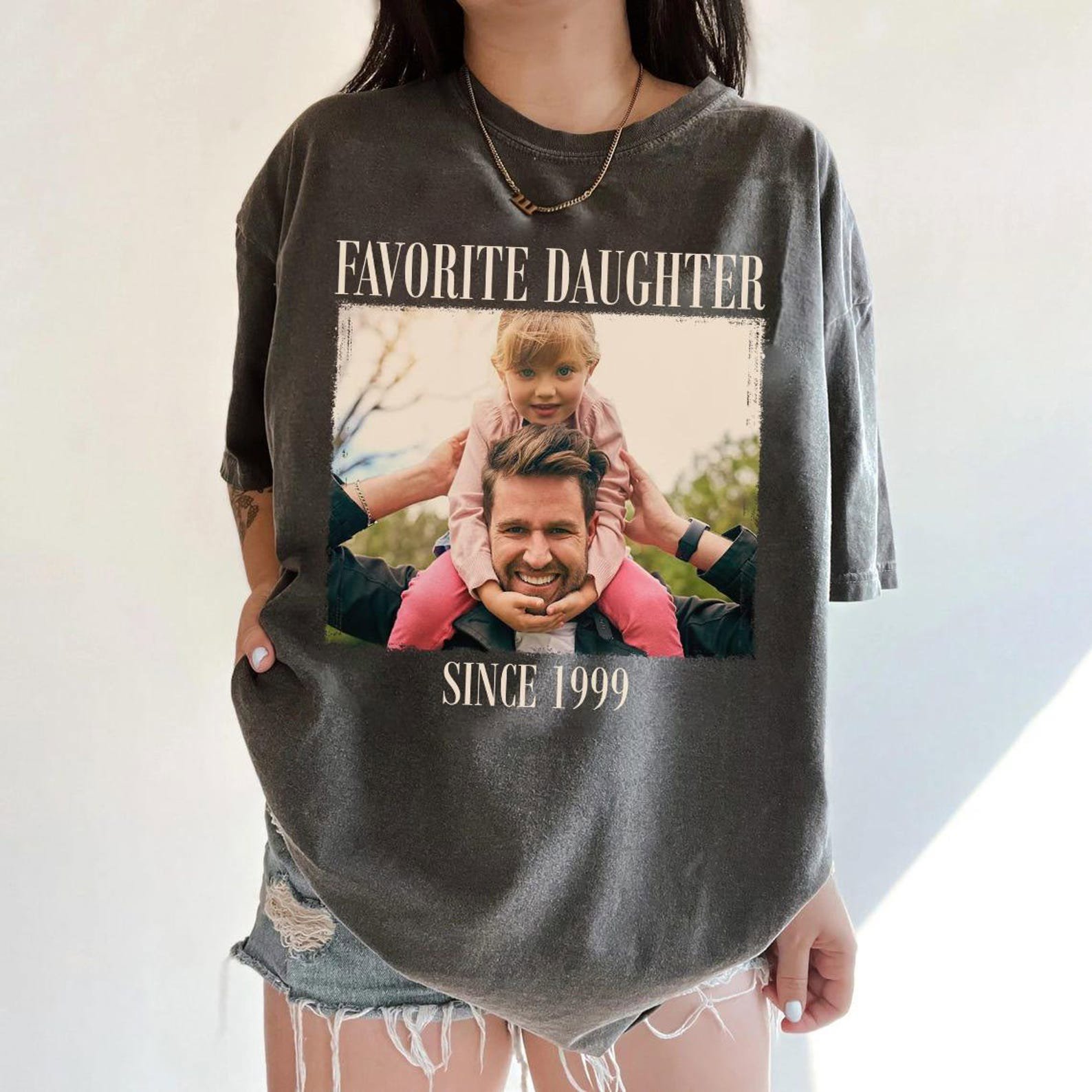 Personalized Favorite Daughter Shirt, Custom Photo Tee, Funny Dad Daughter Gift, Since Year Shirt 2
