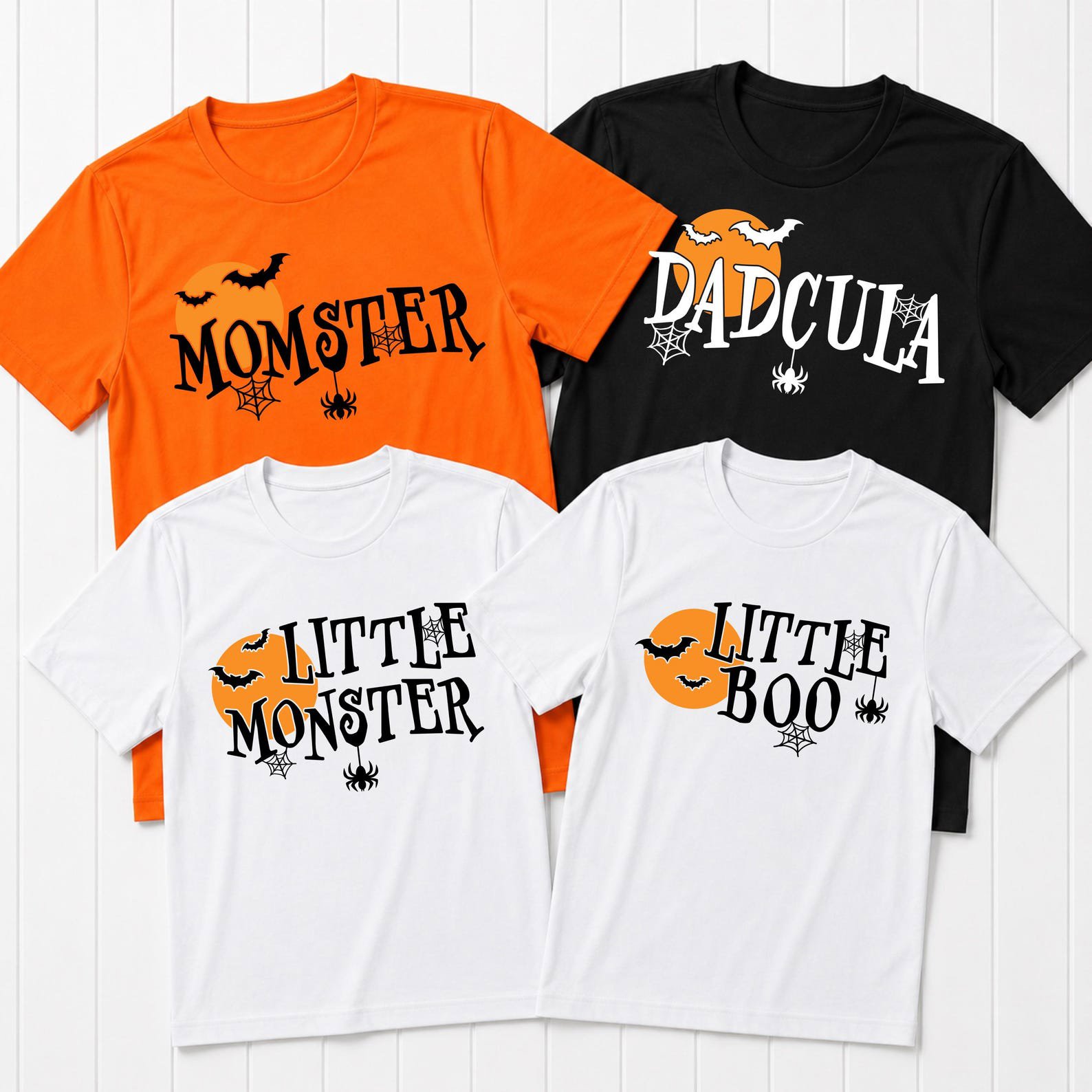 Matching Family Halloween Shirts, Funny Momster Dadcula Little Monster Set for Spooky Squad Outfit 1