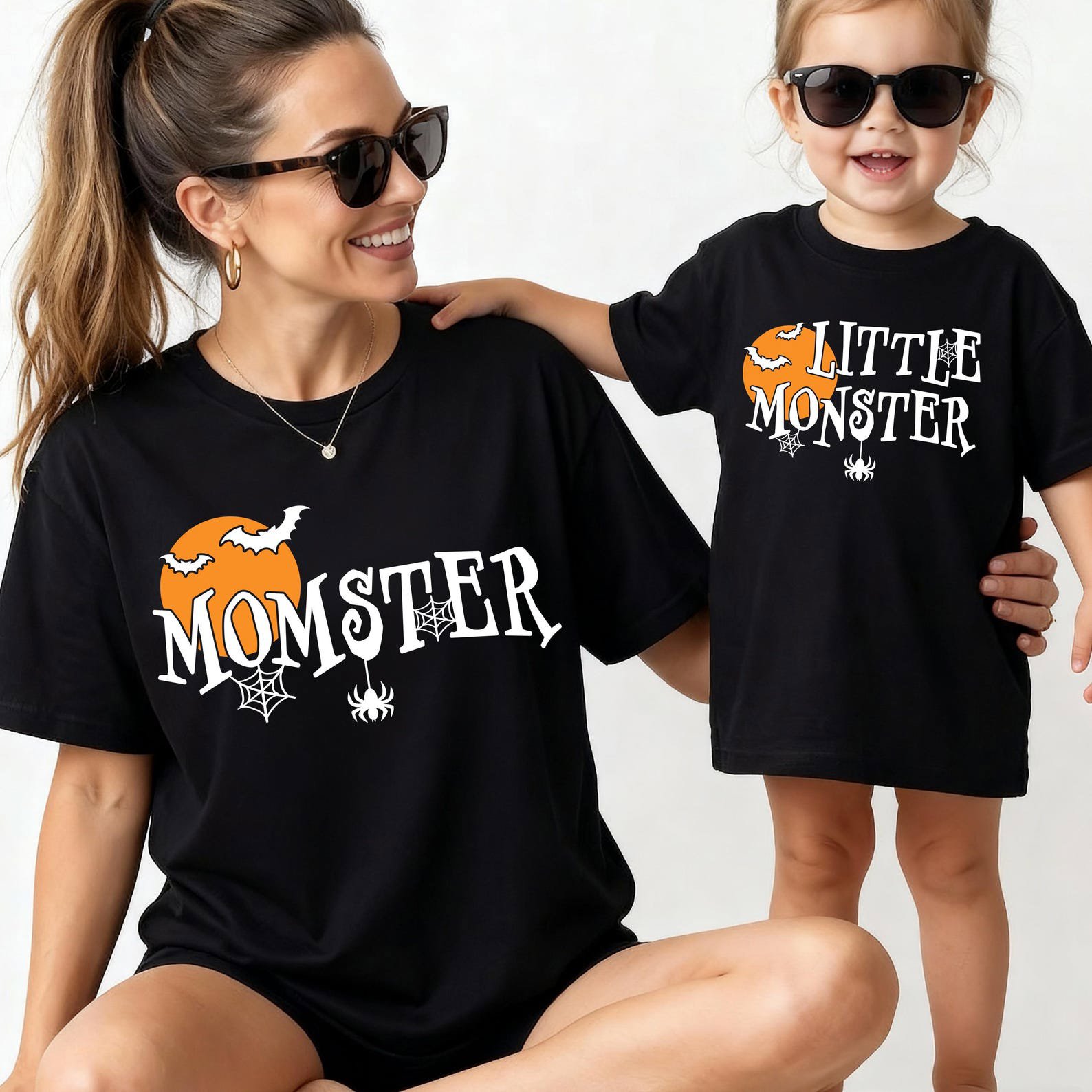 Matching Family Halloween Shirts, Funny Momster Dadcula Little Monster Set for Spooky Squad Outfit 5