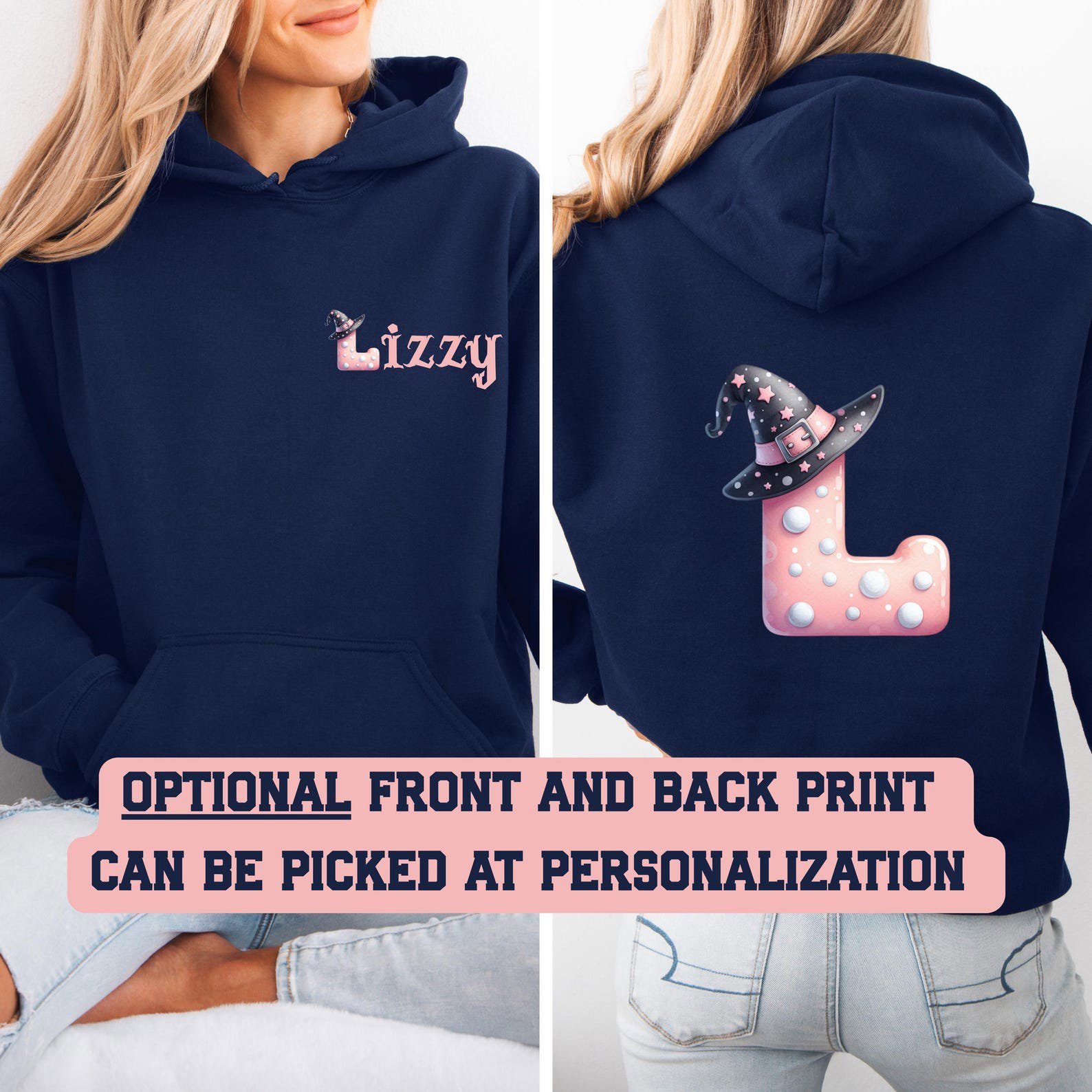 Personalized Pink Witch Hat Monogram Shirt, Halloween Family Matching Outfit 4