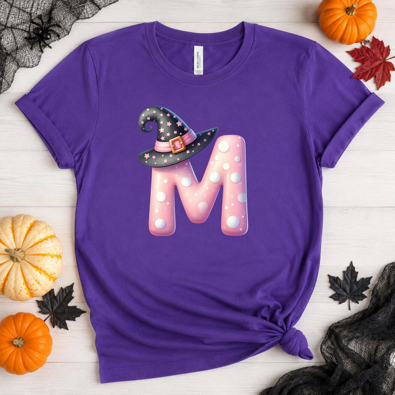 Personalized Pink Witch Hat Monogram Shirt, Halloween Family Matching Outfit 6