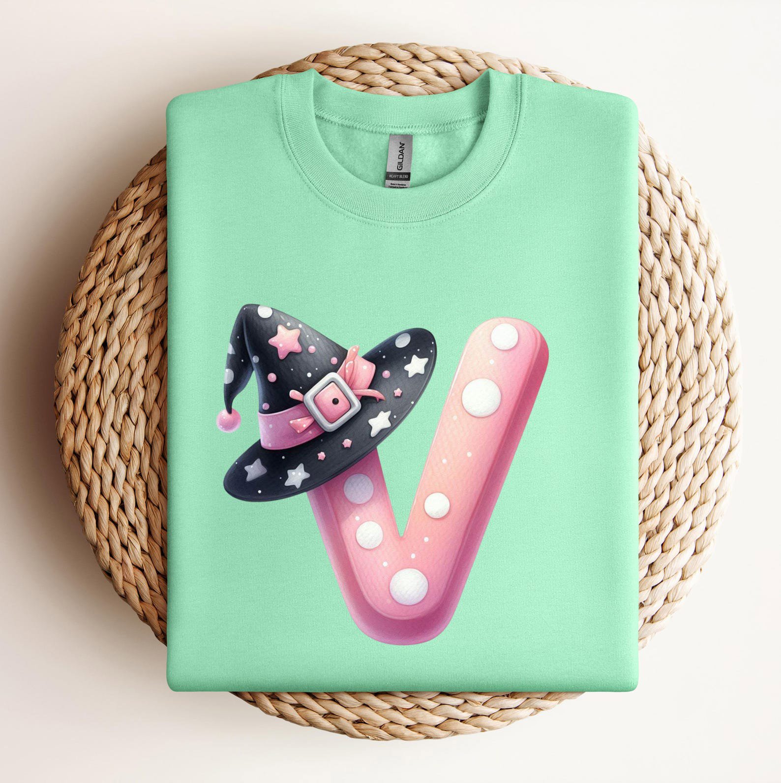 Personalized Pink Witch Hat Monogram Shirt, Halloween Family Matching Outfit 7
