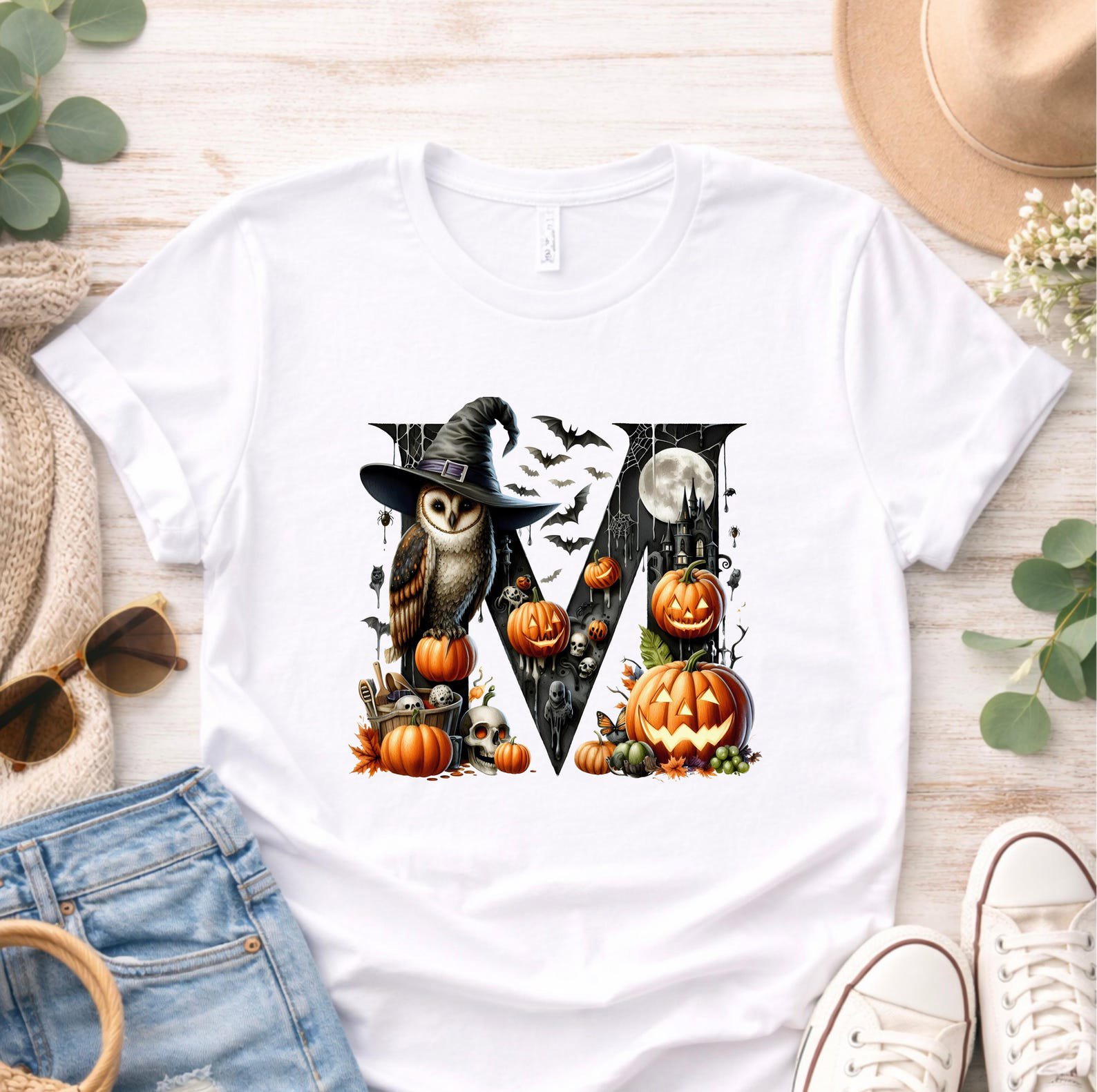 Custom Monogram Halloween Sweatshirt, Matching Gothic Initial Shirt for Groups, Friends, Haunted House Visits 1