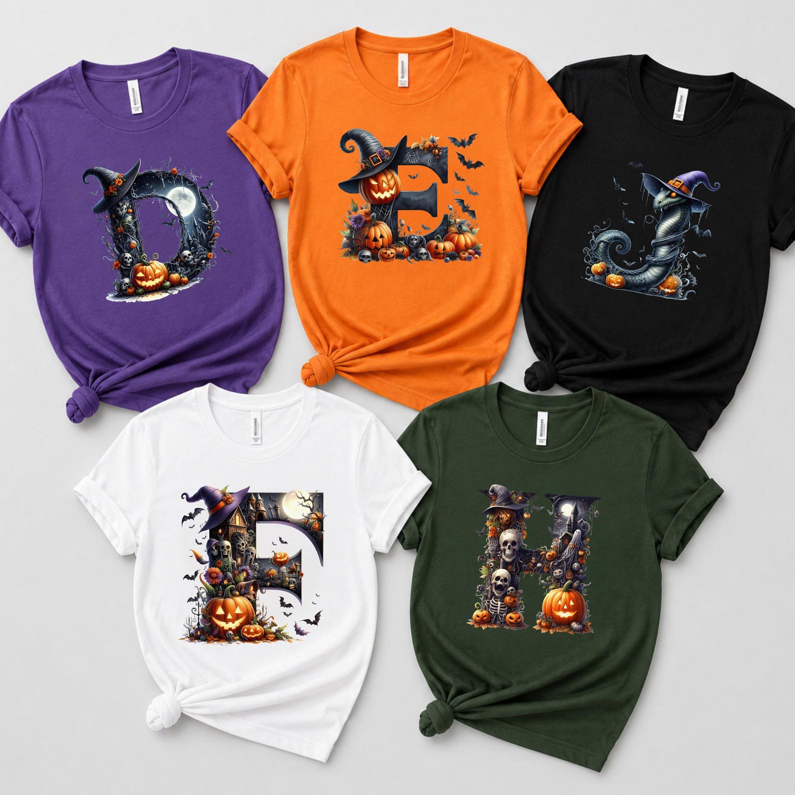 Custom Monogram Halloween Sweatshirt, Matching Gothic Initial Shirt for Groups, Friends, Haunted House Visits 3