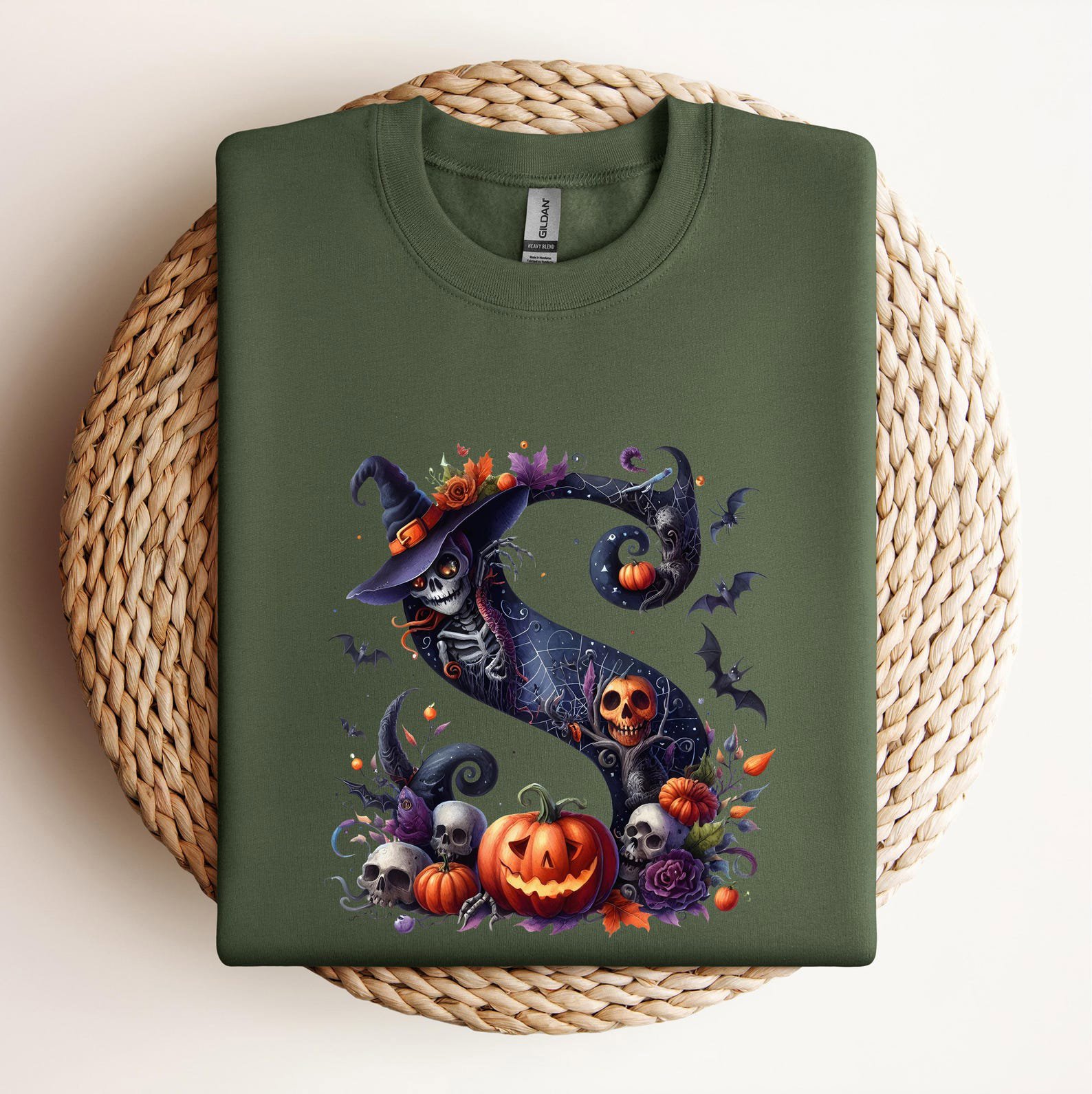 Custom Monogram Halloween Sweatshirt, Matching Gothic Initial Shirt for Groups, Friends, Haunted House Visits 8