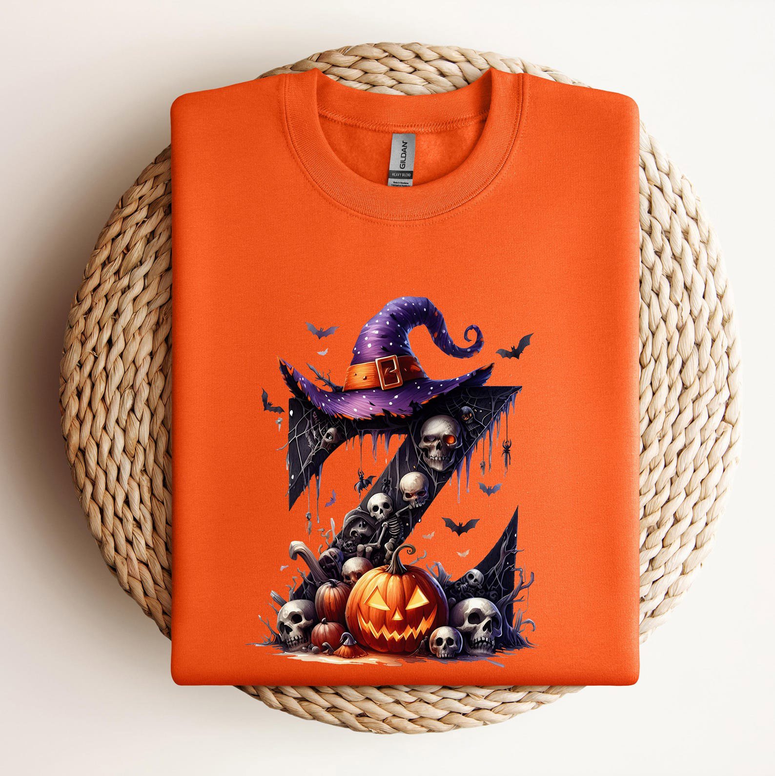 Custom Monogram Halloween Sweatshirt, Matching Gothic Initial Shirt for Groups, Friends, Haunted House Visits 9