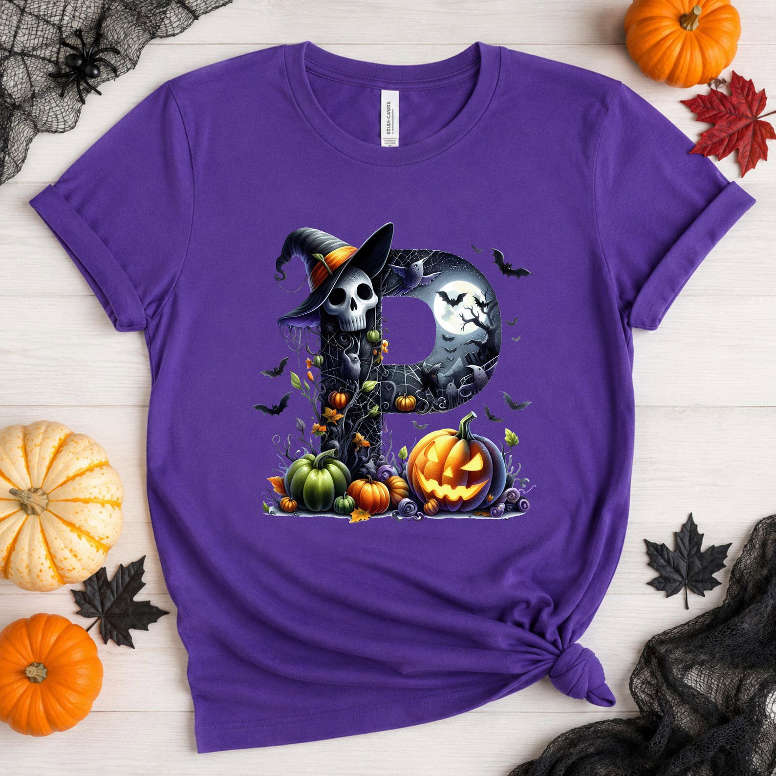 Custom Monogram Halloween Sweatshirt, Matching Gothic Initial Shirt for Groups, Friends, Haunted House Visits 10