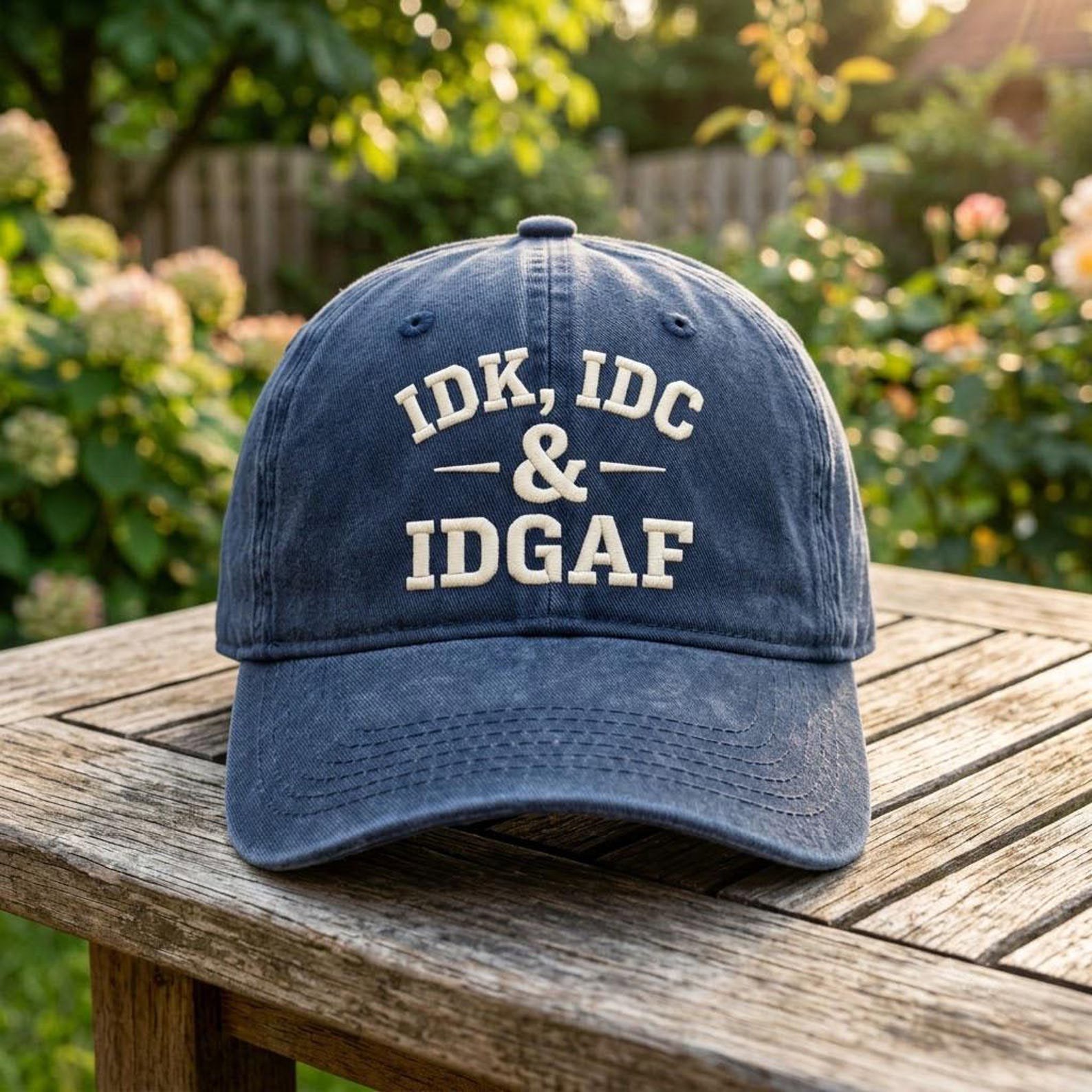 Funny IDK IDC IDGAF Washed Hat, Embroidered Sarcastic Dad Cap, Unbothered Attitude Baseball Hat, Funny Quote Gift 3